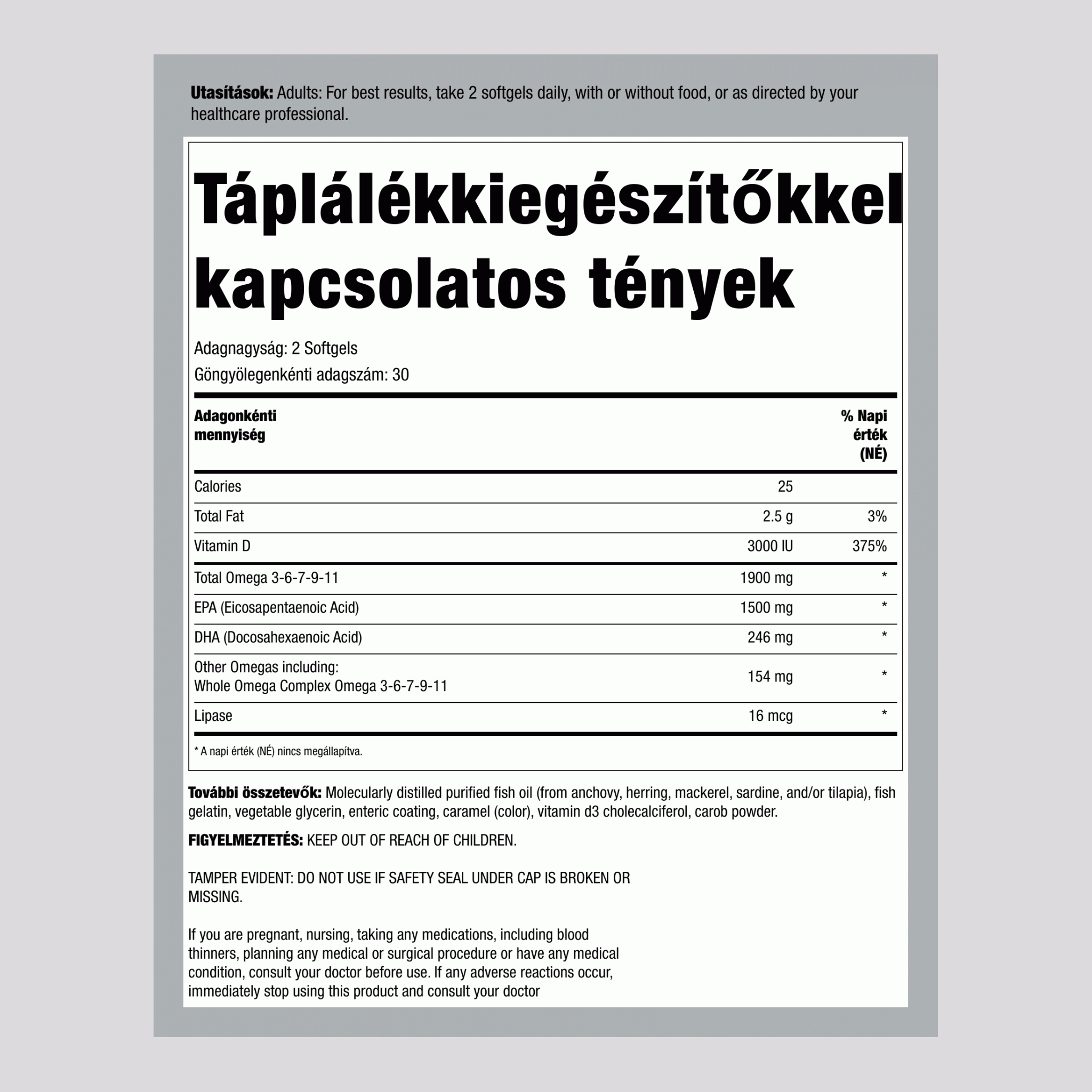 Szupertisztított Omega, 60 lágyzselatin kapszula