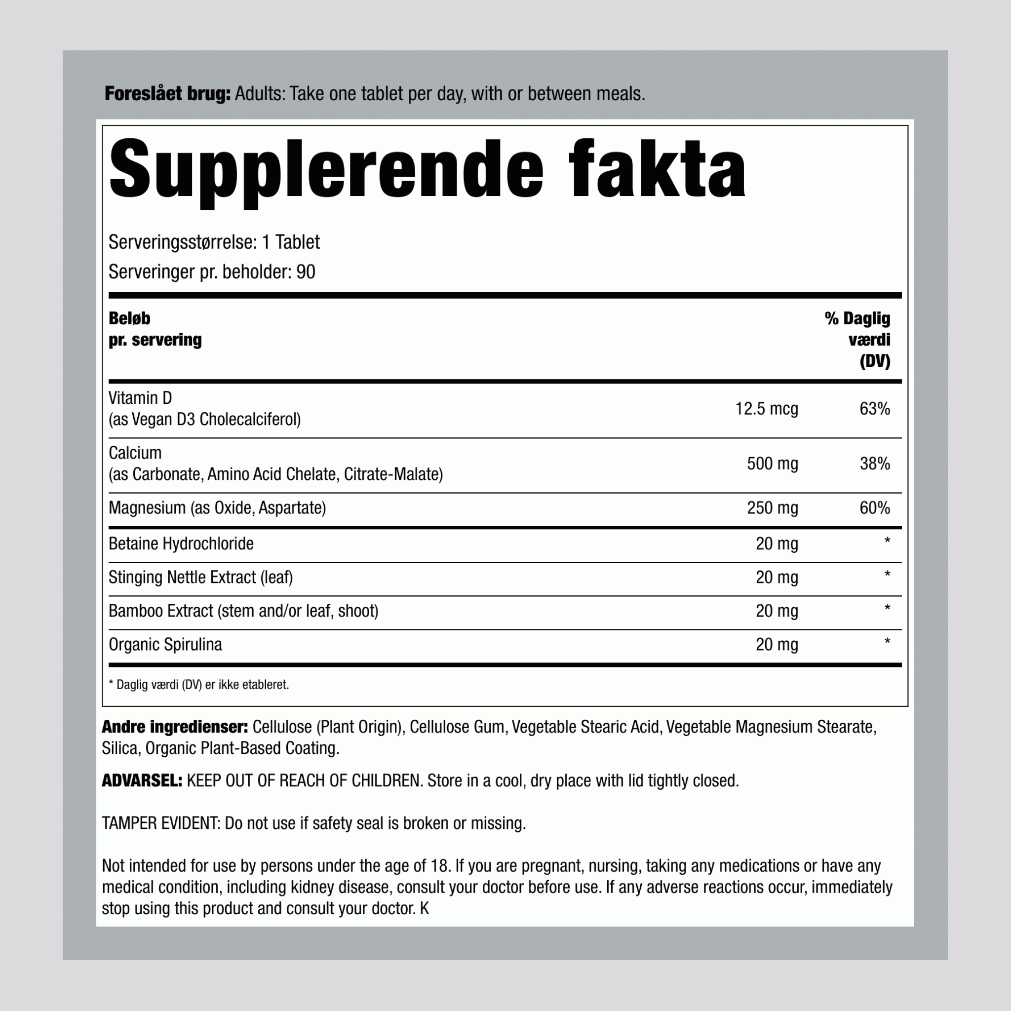 Calcium med magnesium og vitamin D3, 90 tabletter