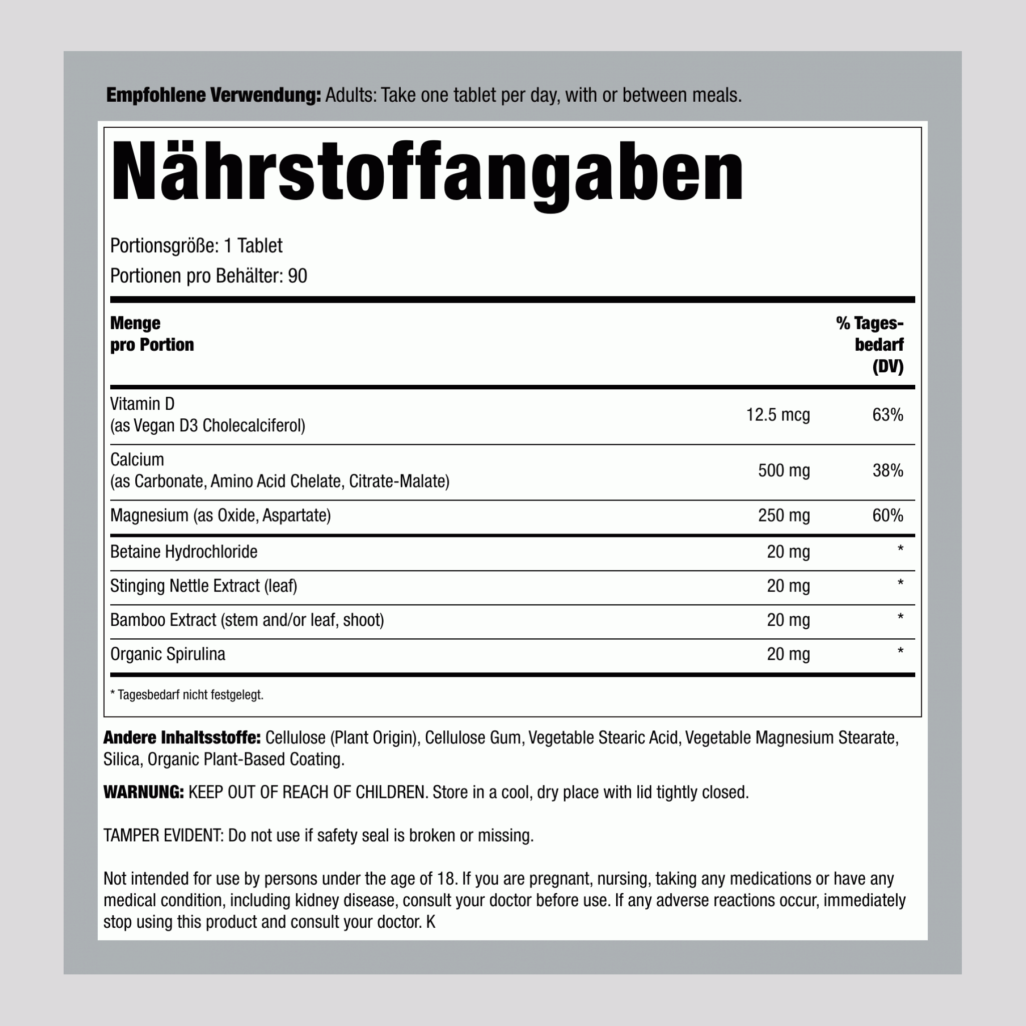 Calcium mit Magnesium & Vitamin D3, 90 Tabletten