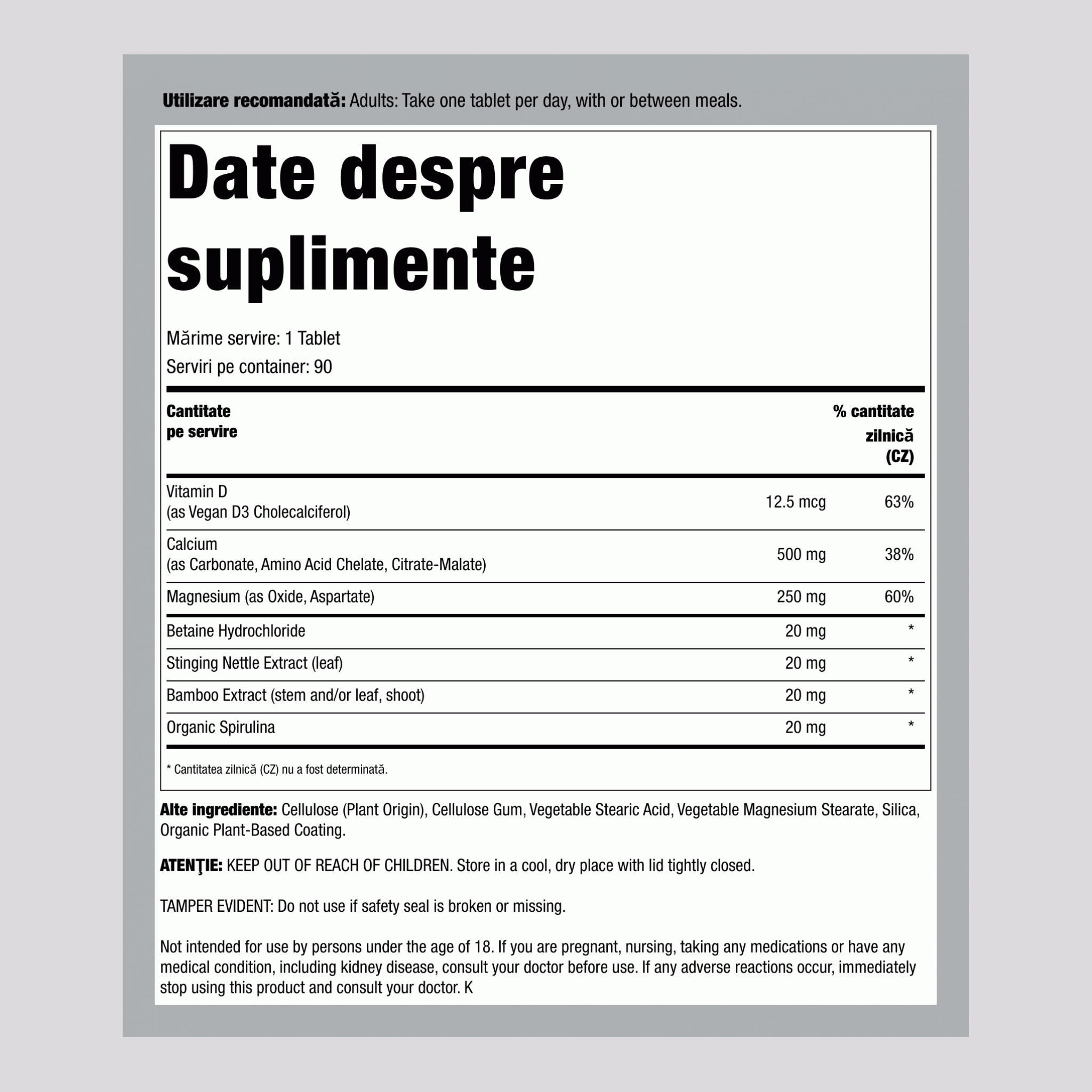 Calciu cu Magneziu și Vitamina D3, 90 Tablete