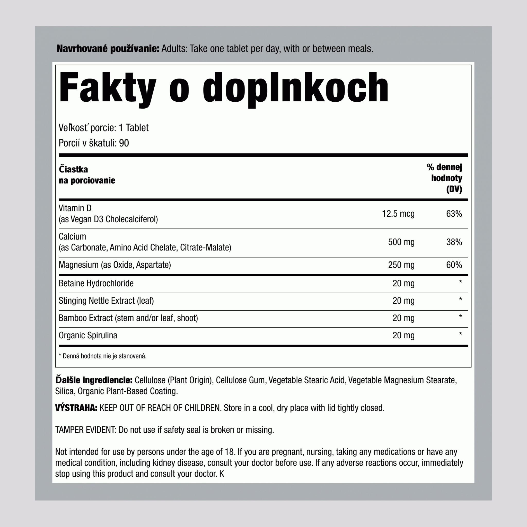 Vápnik s horčíkom a vitamínom D3, 90 tabliet