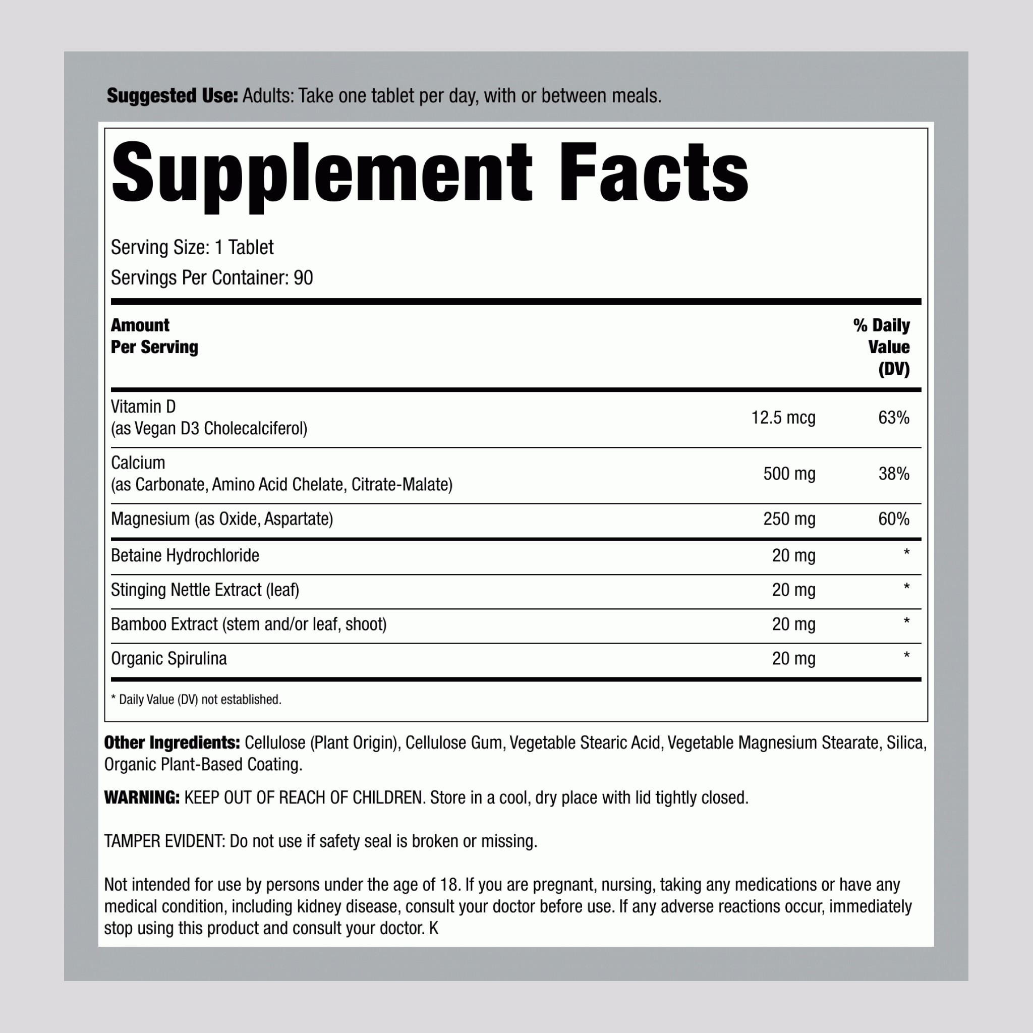 鈣配鎂與維生素D3，90片