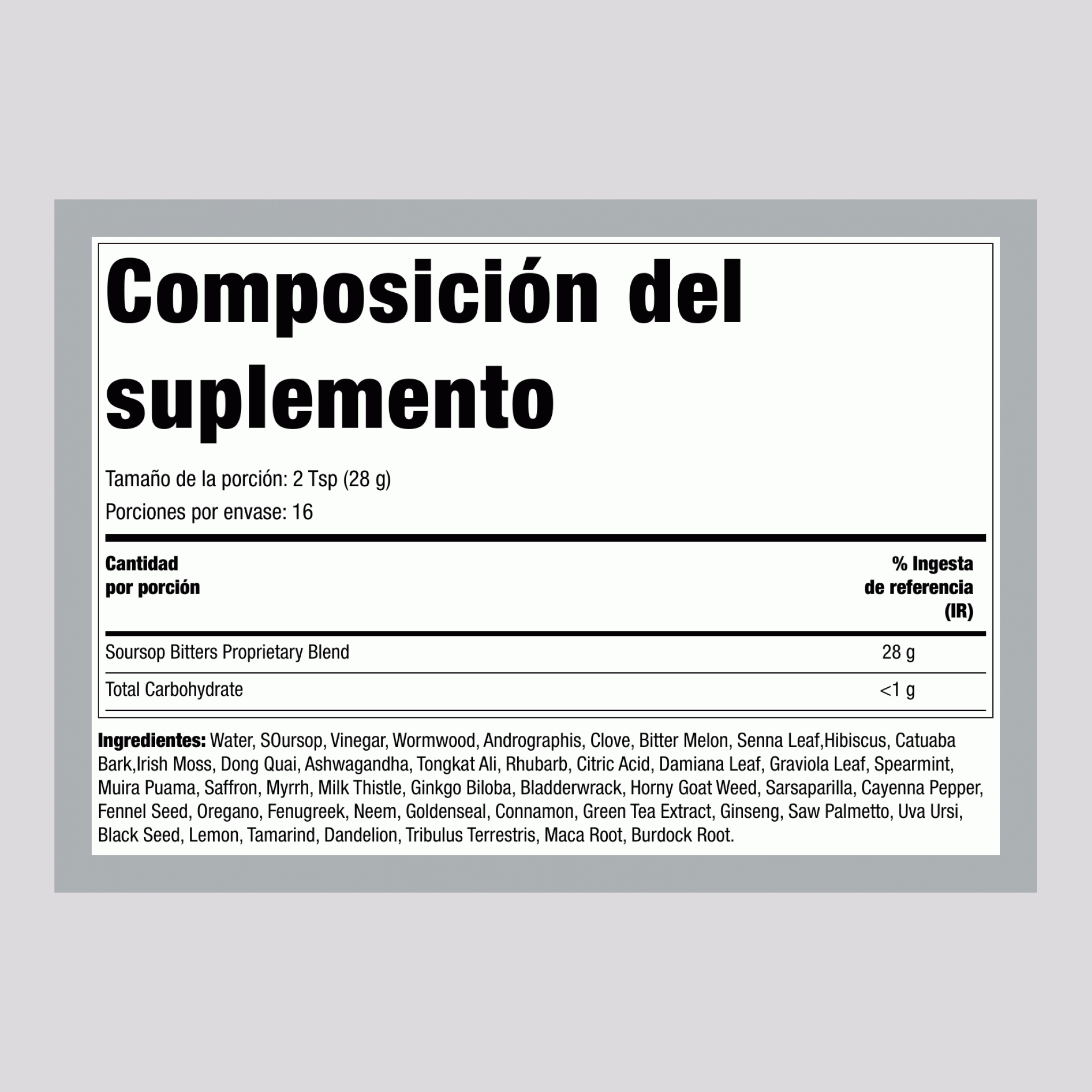 Amargos de Guanábana, 16 fl oz Líquido