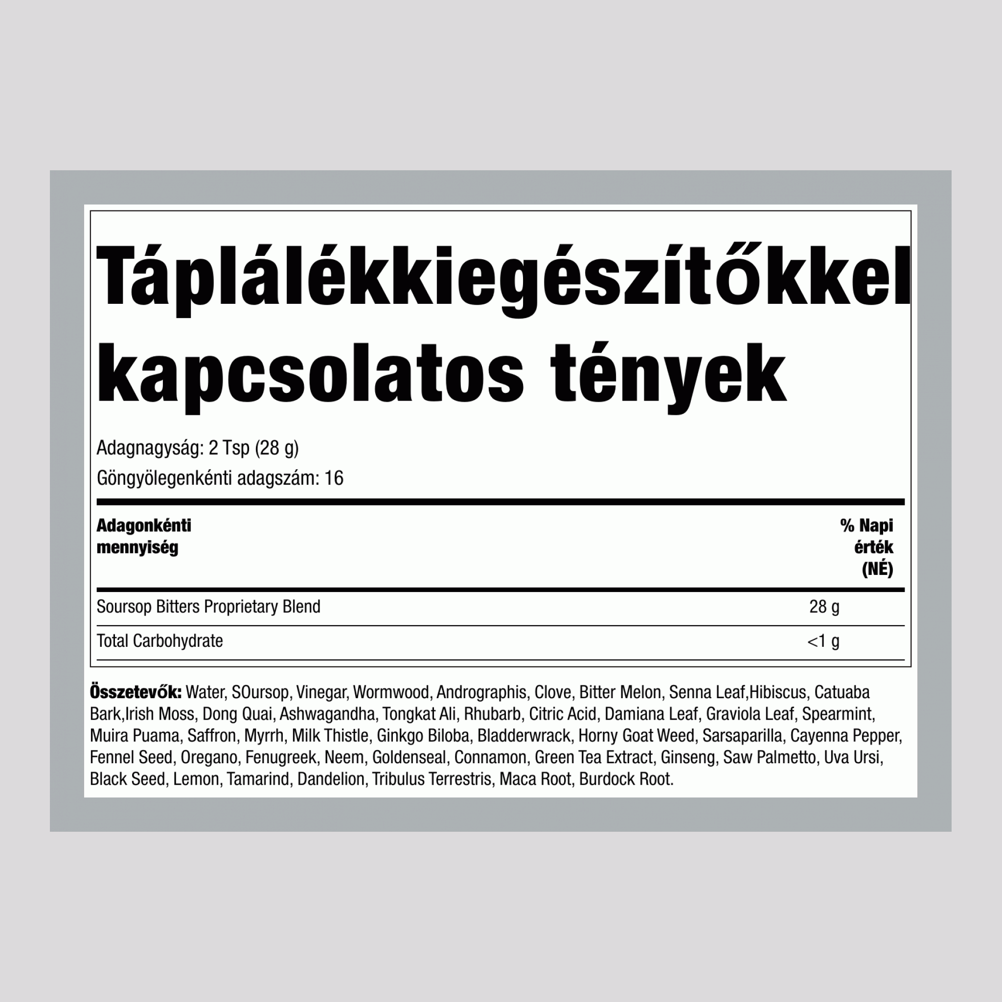 Gránátalma keserű ital, 473 ml folyadék