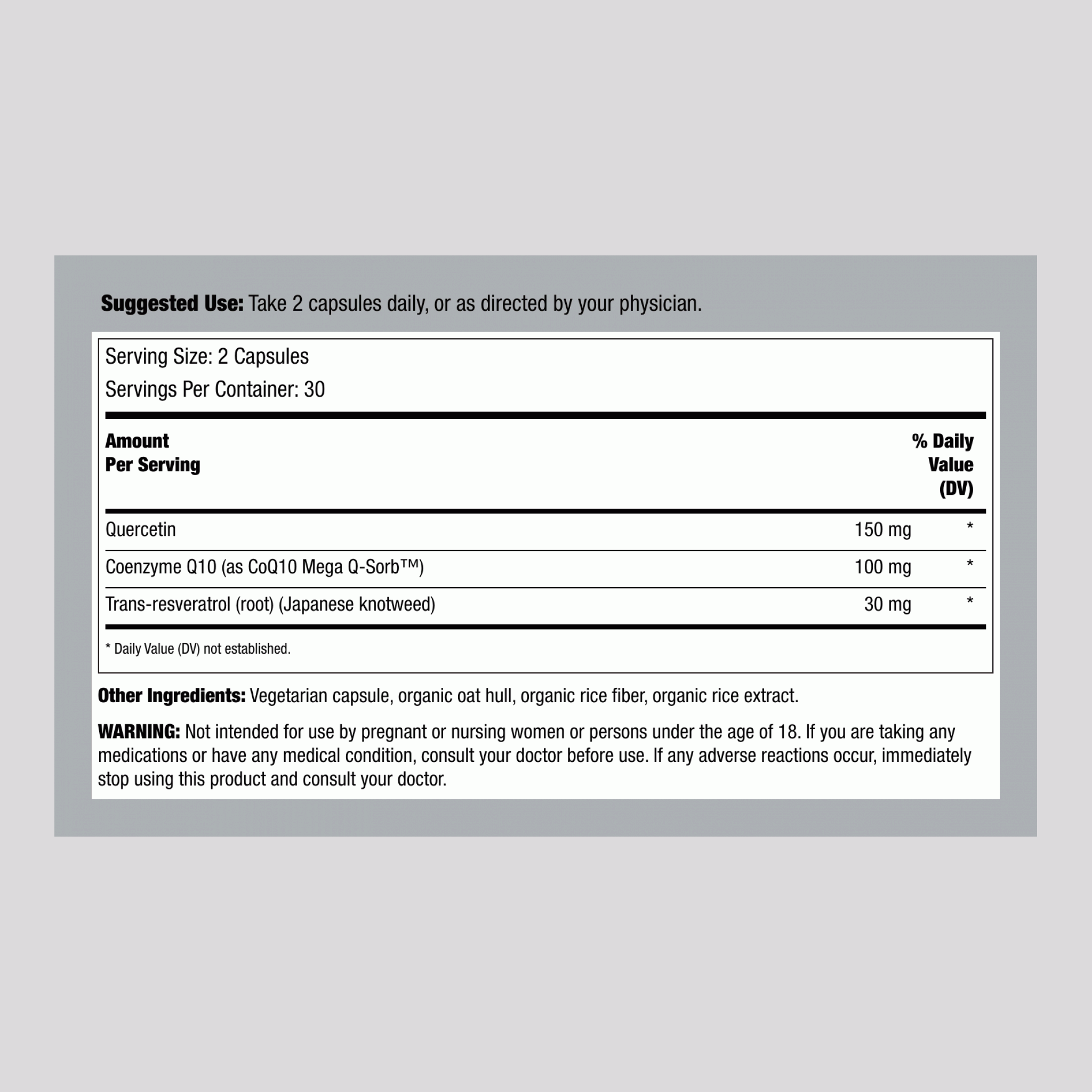 CoQ10 plus Quercetin and Resveratrol, 60 Vegetarian Capsules