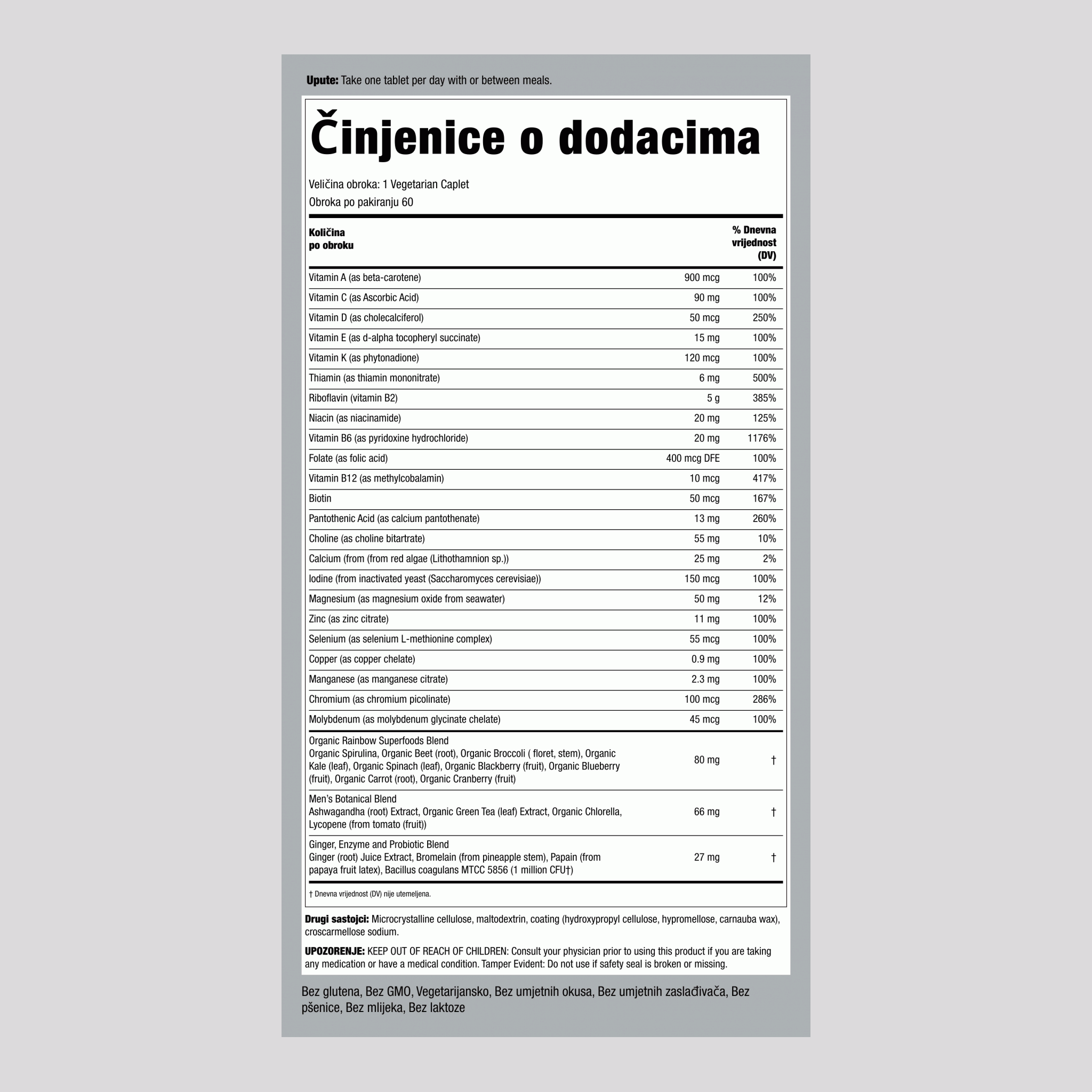 Men's One Multivitamin, 60 Vegetarian Caplets