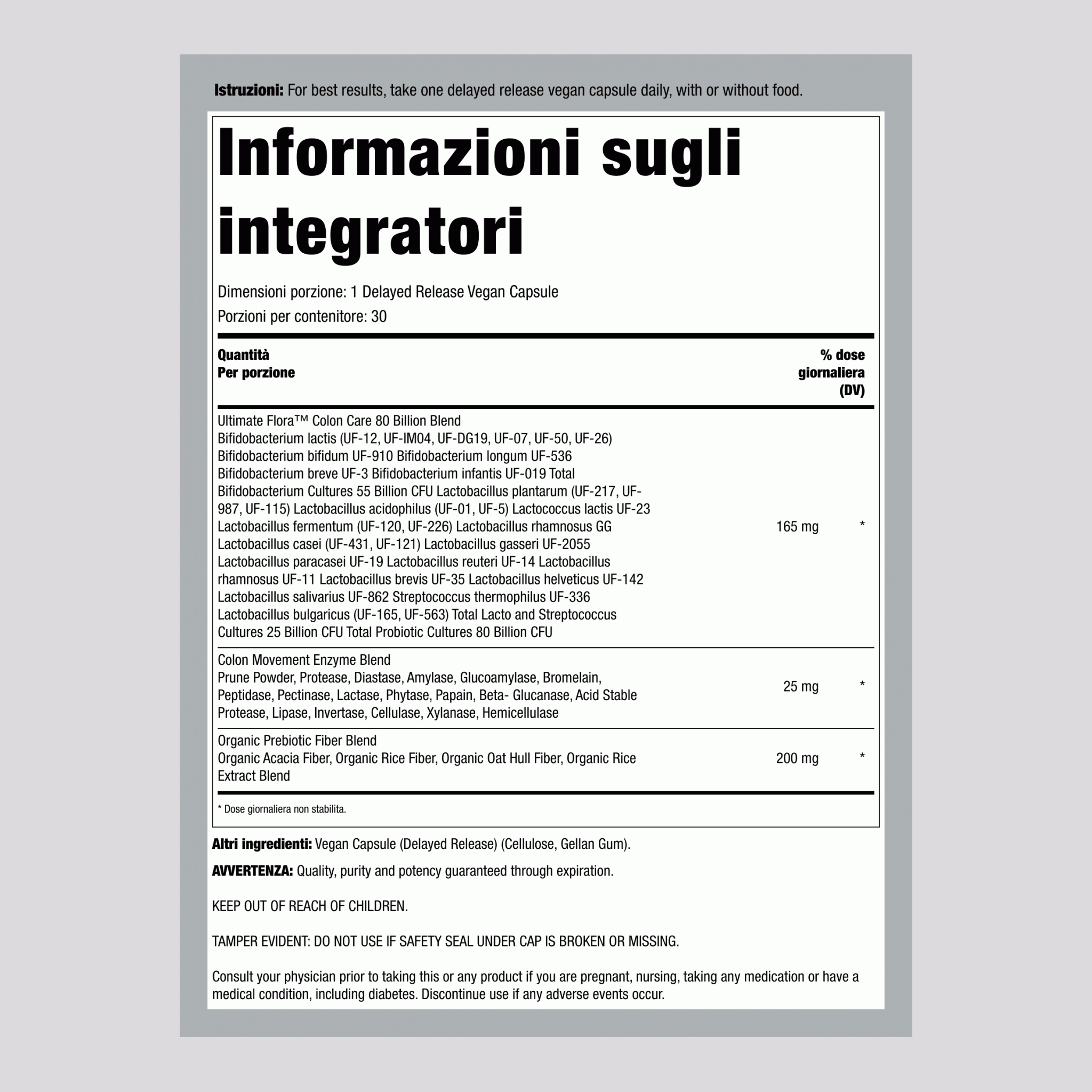 Probiotic Colon Care, 80 Billion CFU, 30 Delayed Release Vegan Caps