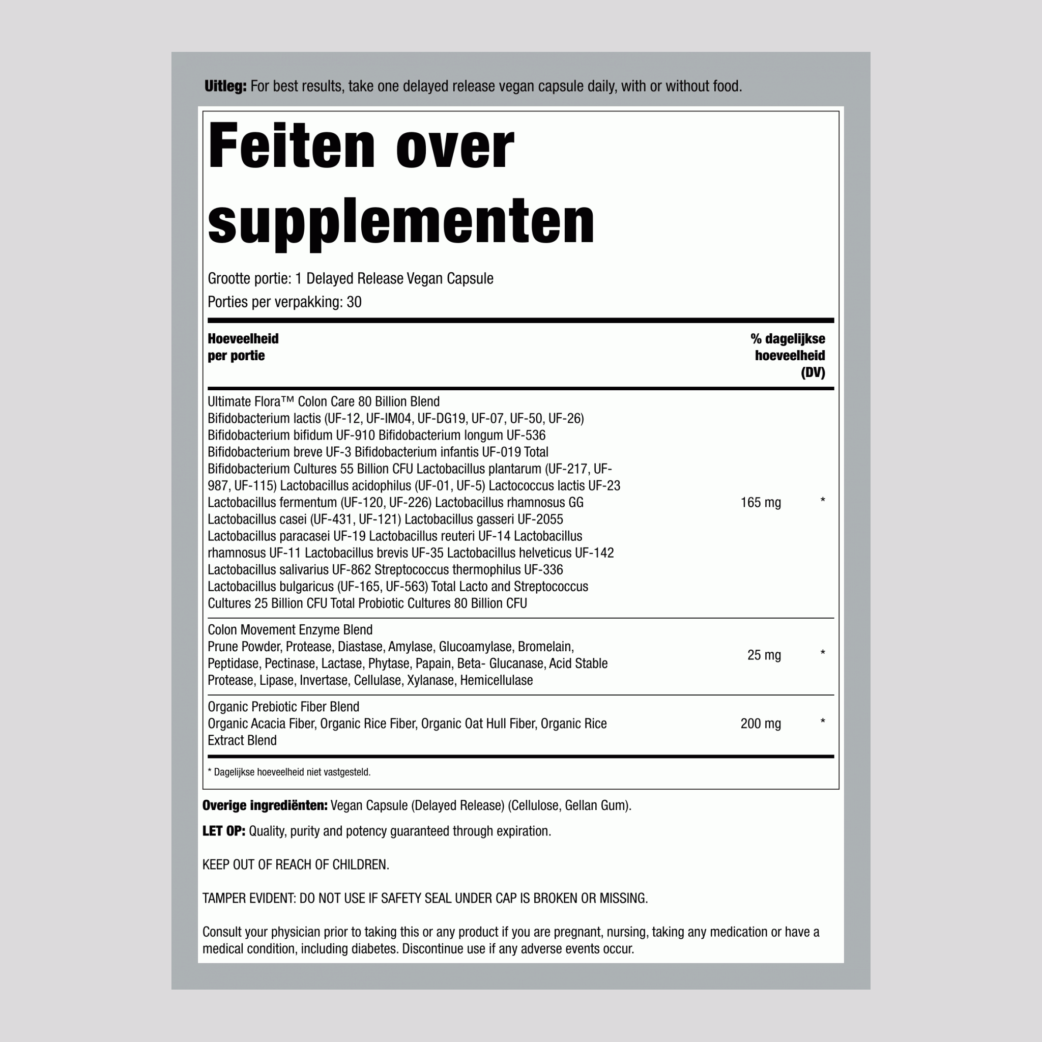 Probiotic Colon Care, 80 Billion CFU, 30 Delayed Release Vegan Caps