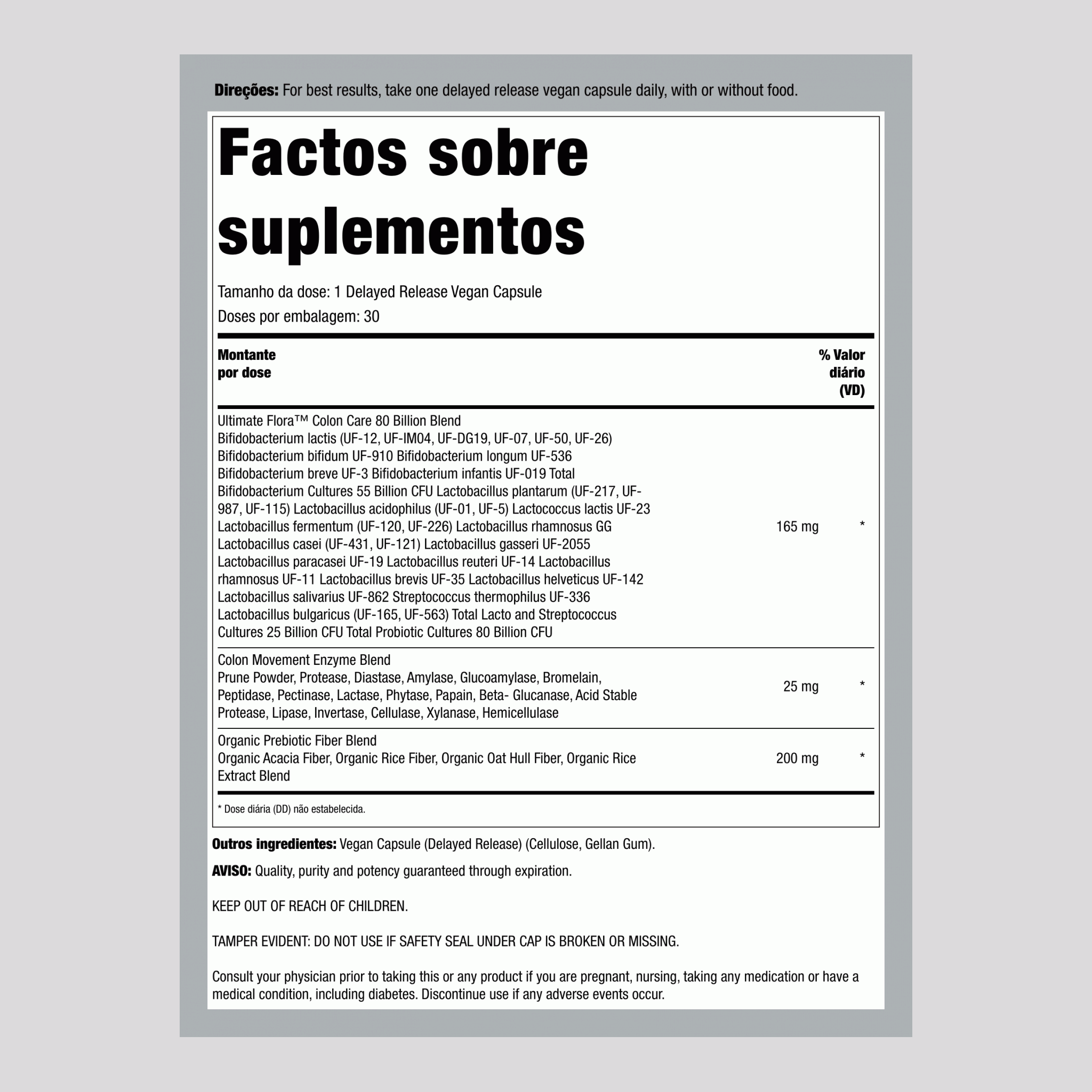 Probiotic Colon Care, 80 Billion CFU, 30 Delayed Release Vegan Caps