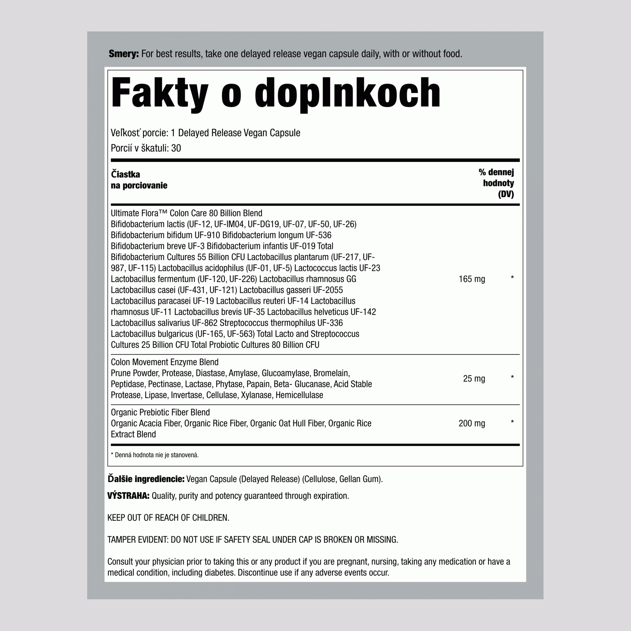 Probiotic Colon Care, 80 Billion CFU, 30 Delayed Release Vegan Caps