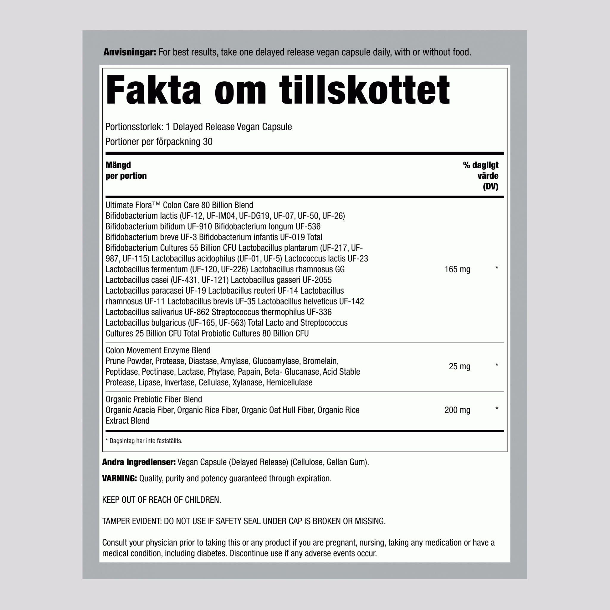 Probiotic Colon Care, 80 Billion CFU, 30 Delayed Release Vegan Caps