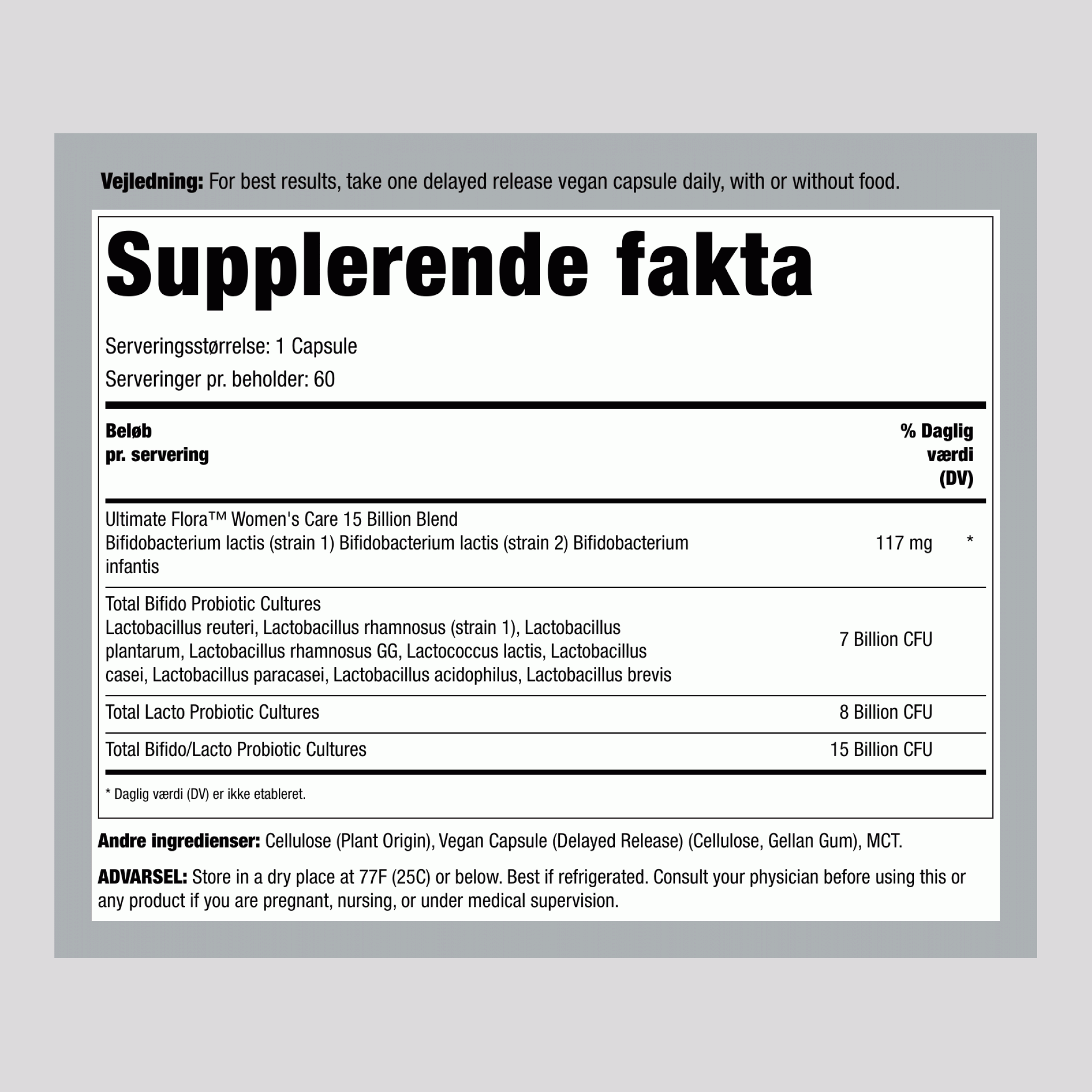 Women's Care Probiotic 15 Billion GO PACK, 60 Delayed Release Vegan Caps