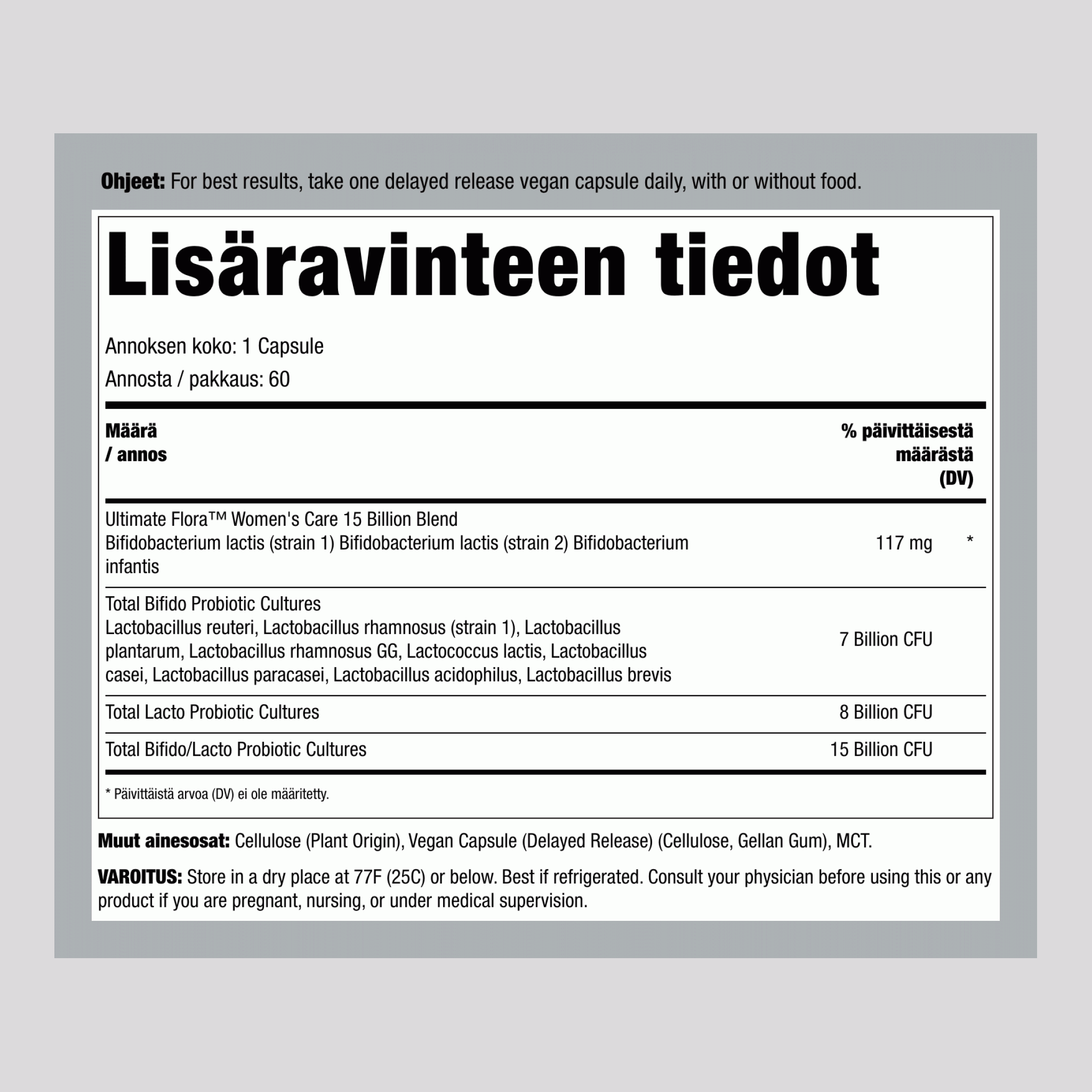 Women's Care Probiotic 15 Billion GO PACK, 60 Delayed Release Vegan Caps