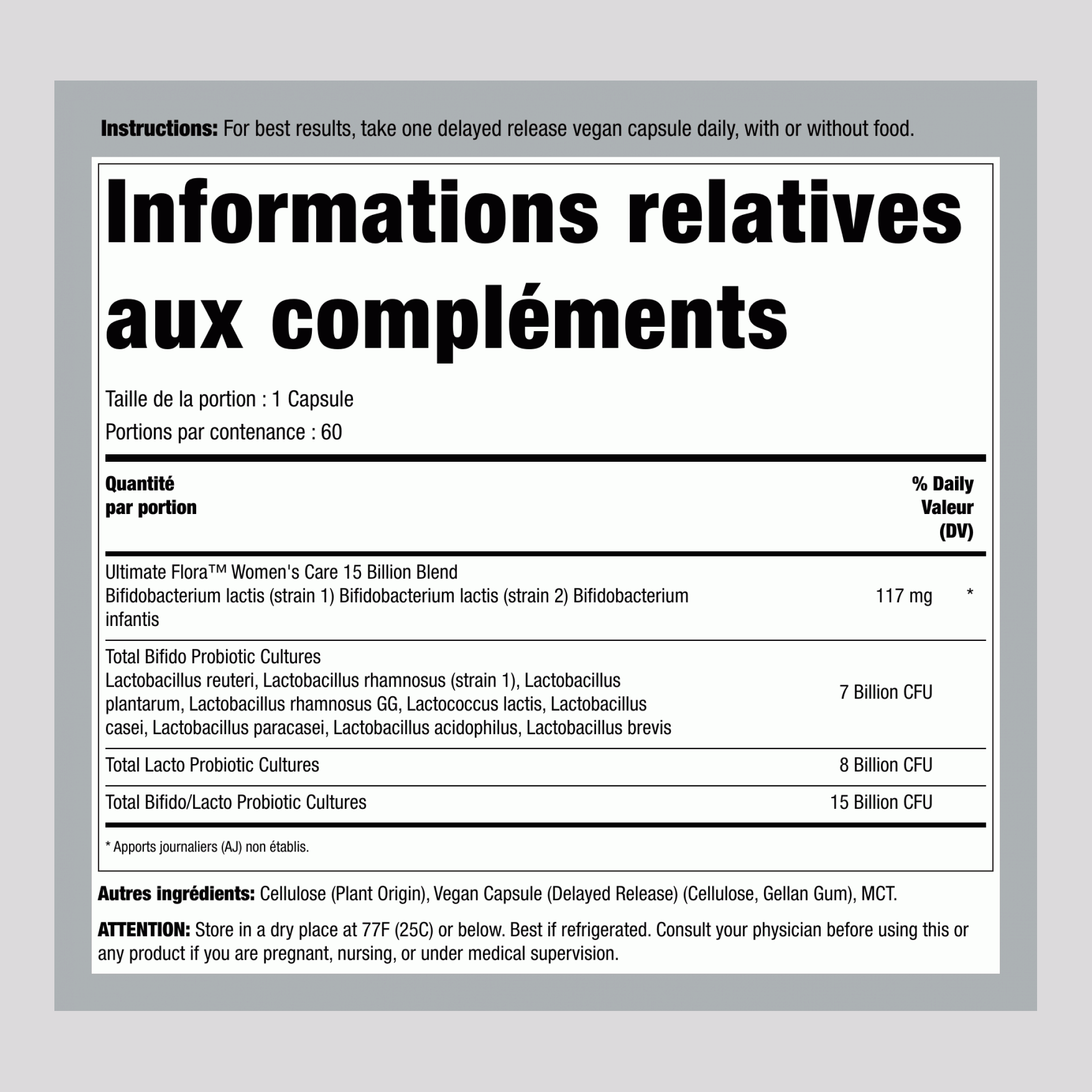 Women's Care Probiotic 15 Billion GO PACK, 60 Delayed Release Vegan Caps
