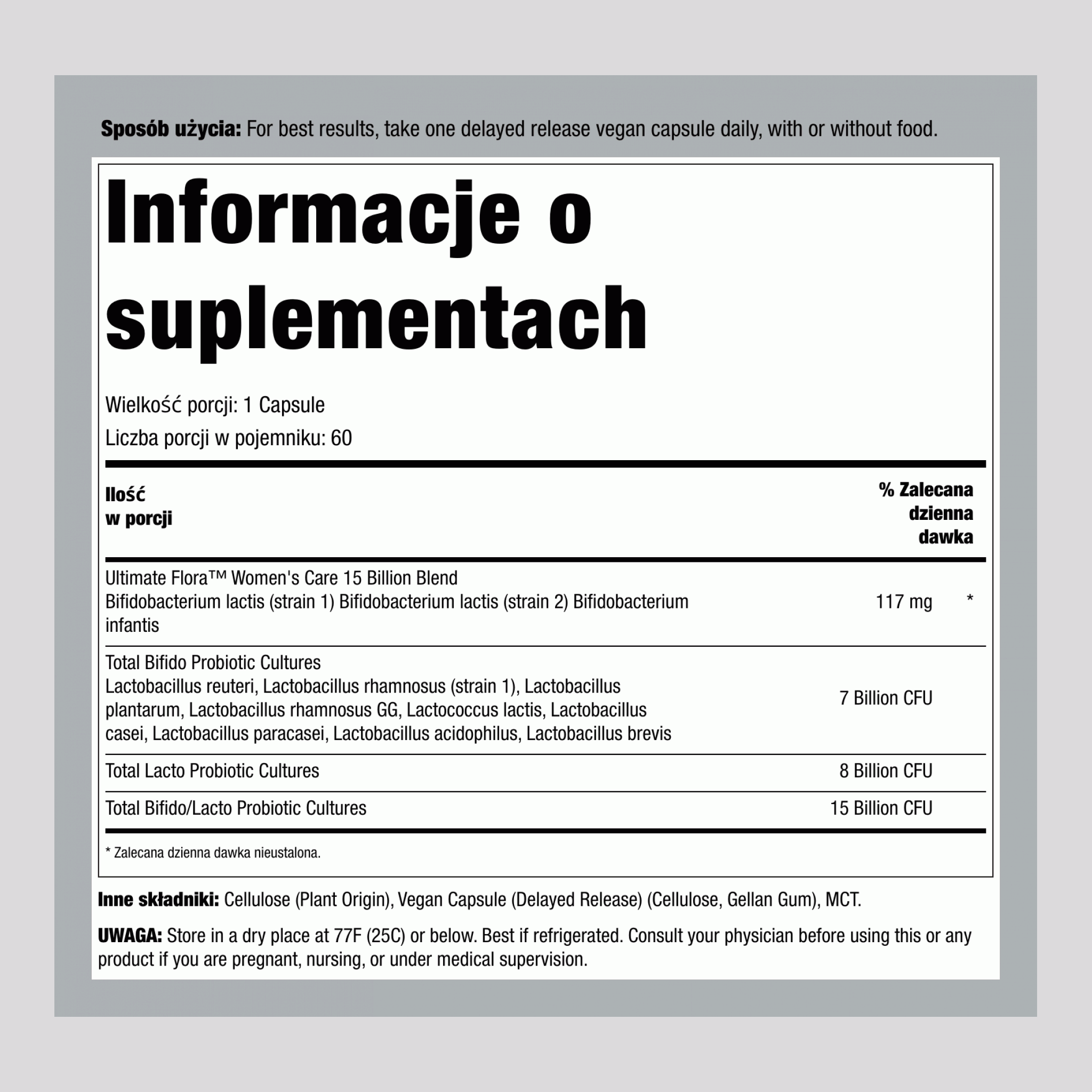 Women's Care Probiotic 15 Billion GO PACK, 60 Delayed Release Vegan Caps
