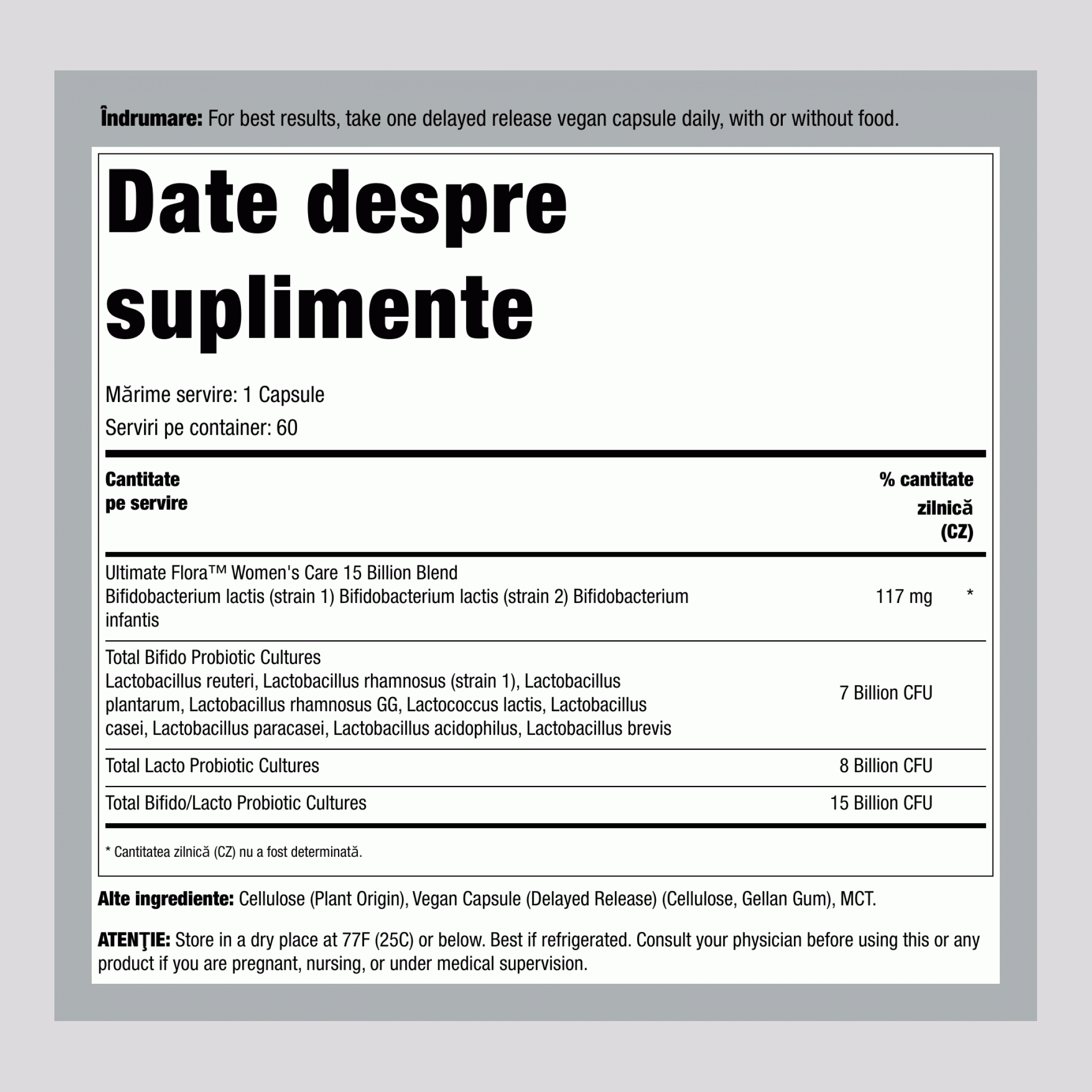 Women's Care Probiotic 15 Billion GO PACK, 60 Delayed Release Vegan Caps