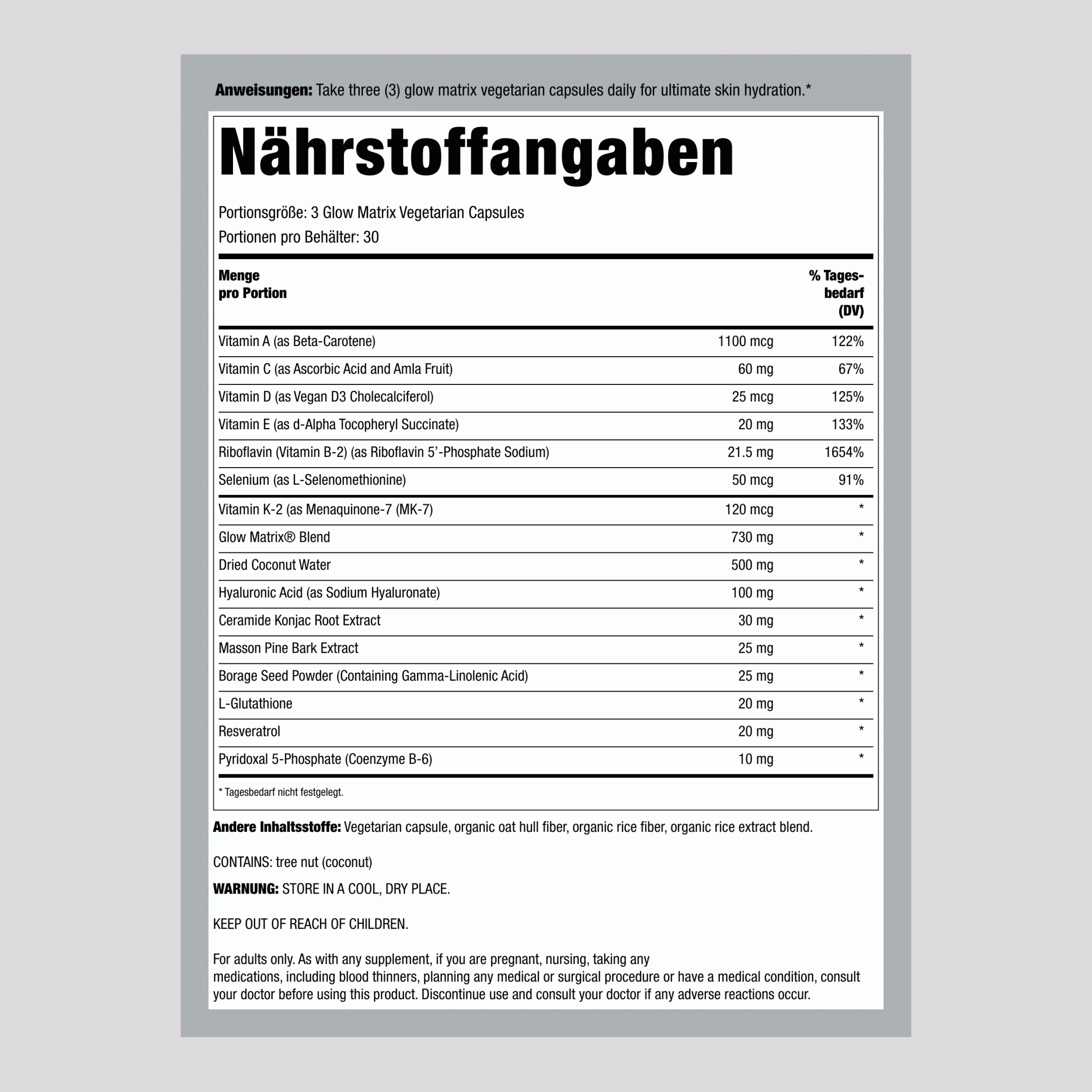 Glow Matrix Advanced Skin Hydrator, 90 Vegetarian Capsules