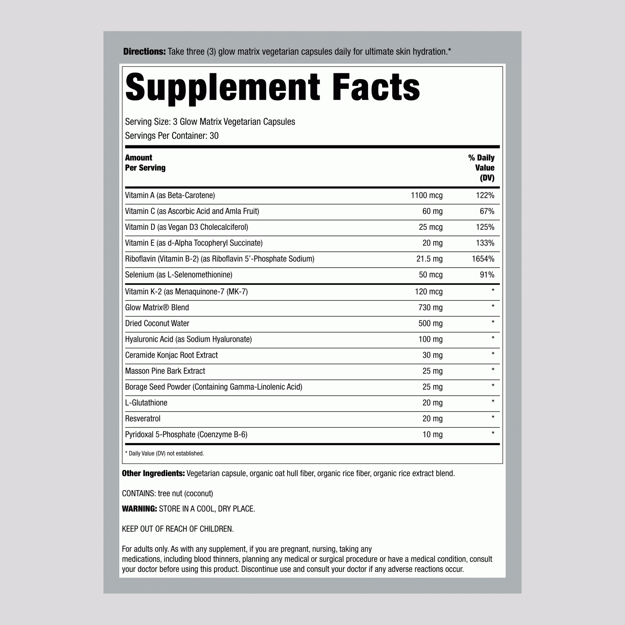 Glow Matrix Advanced Skin Hydrator, 90 Vegetarian Capsules