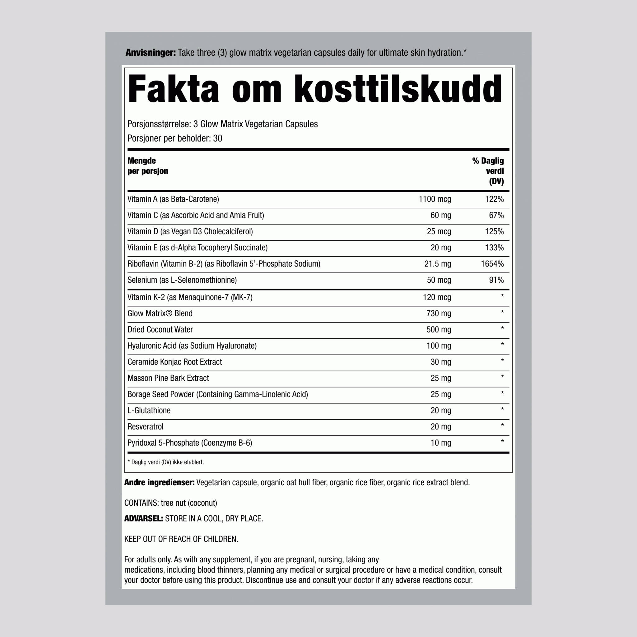 Glow Matrix Advanced Skin Hydrator, 90 Vegetarian Capsules