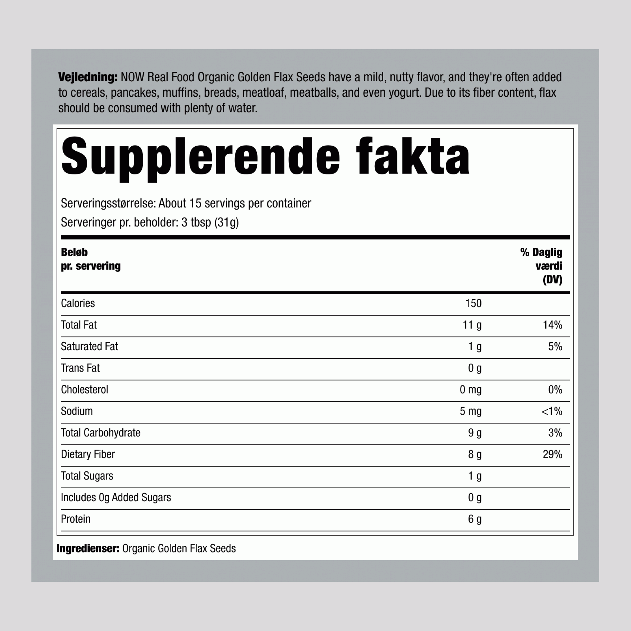 Golden Flax Seeds, 1 lb (454 g) Bag