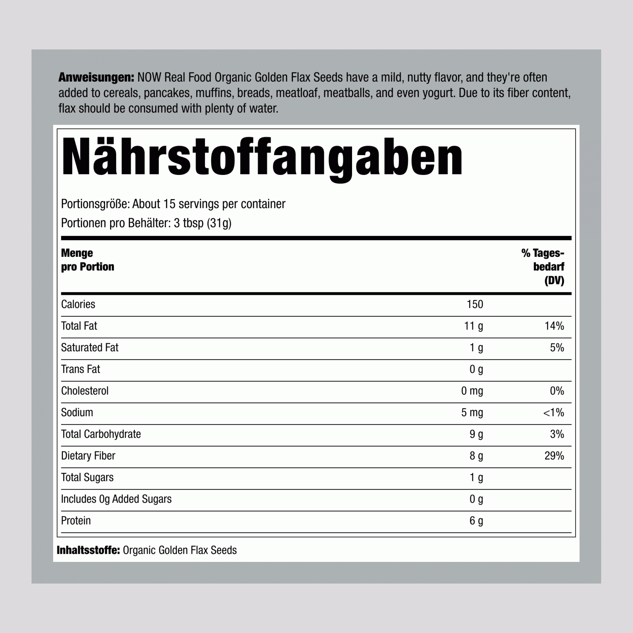 Golden Flax Seeds, 1 lb (454 g) Bag