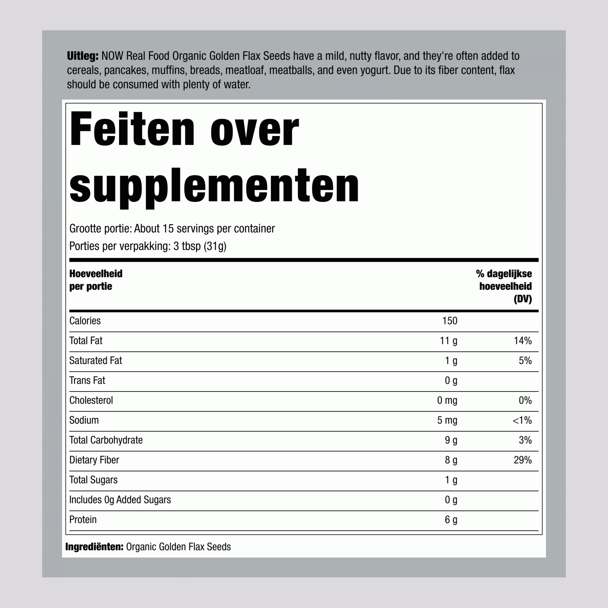 Golden Flax Seeds, 1 lb (454 g) Bag