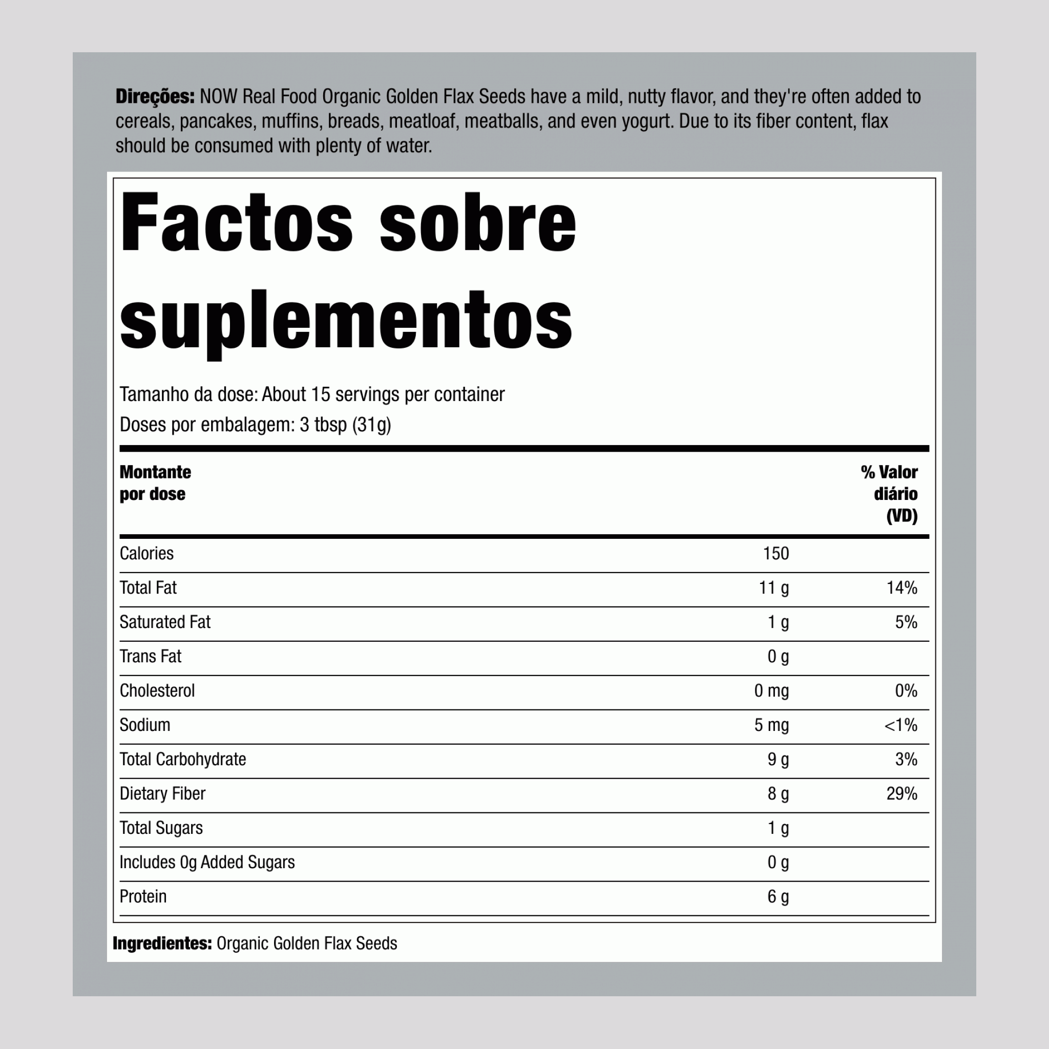 Golden Flax Seeds, 1 lb (454 g) Bag