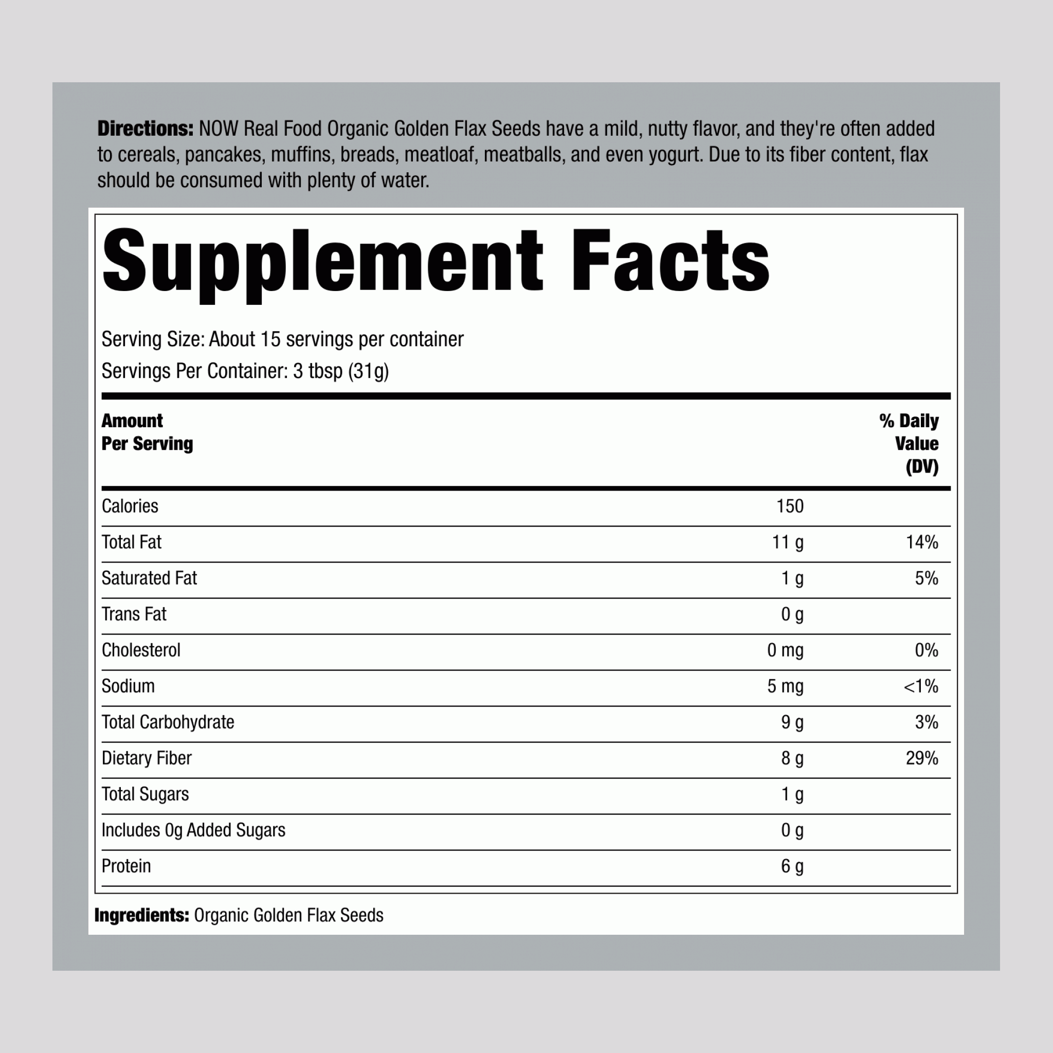 Golden Flax Seeds, 1 lb (454 g) Bag