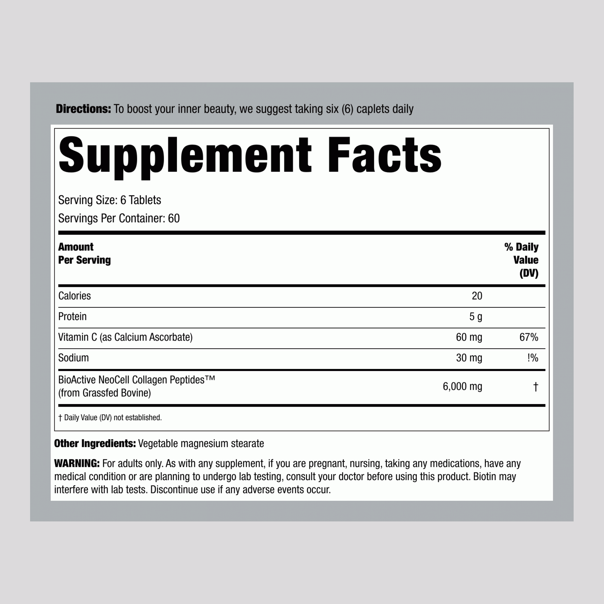 Collagen Peptides + Vitamin C, 6000 mg (per serving), 360 Caplets