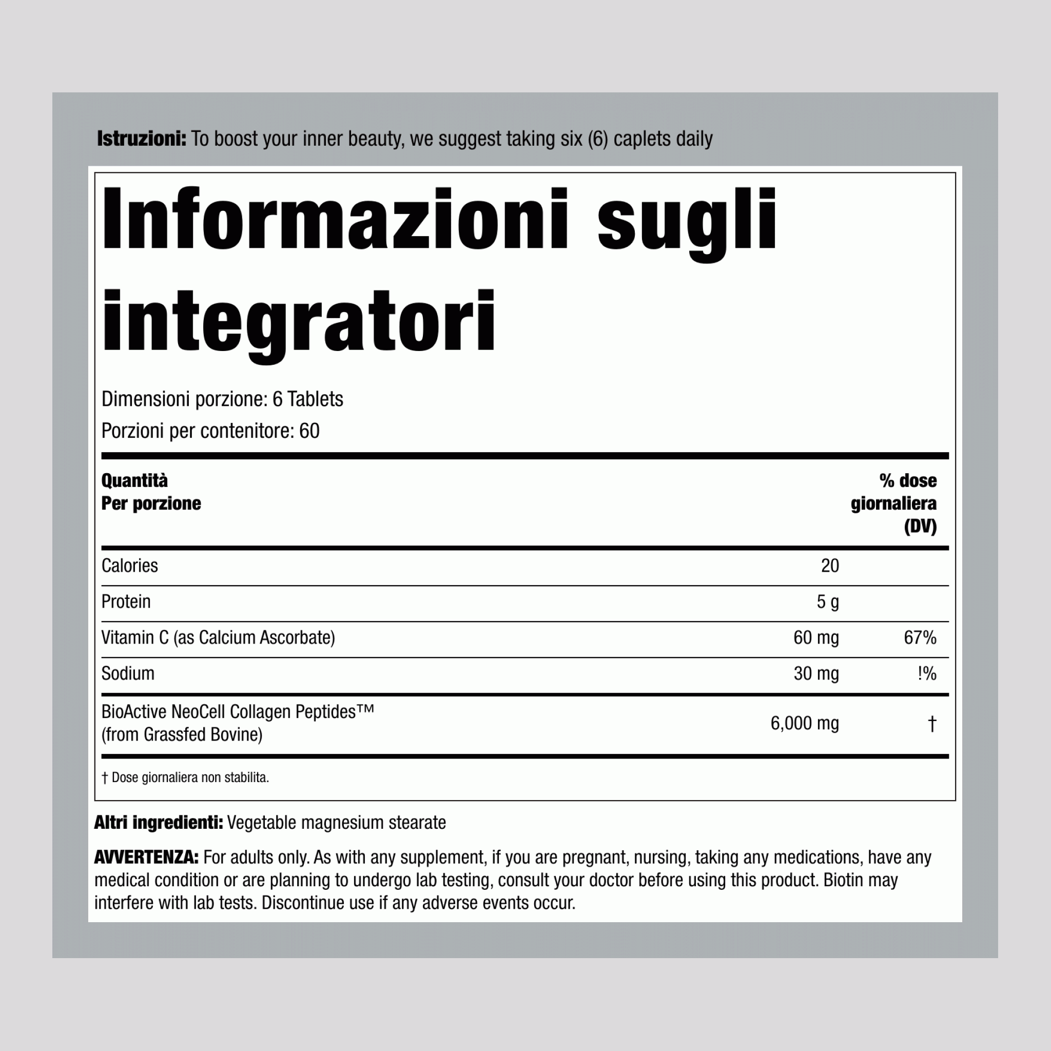 Collagen Peptides + Vitamin C, 6000 mg (per serving), 360 Caplets