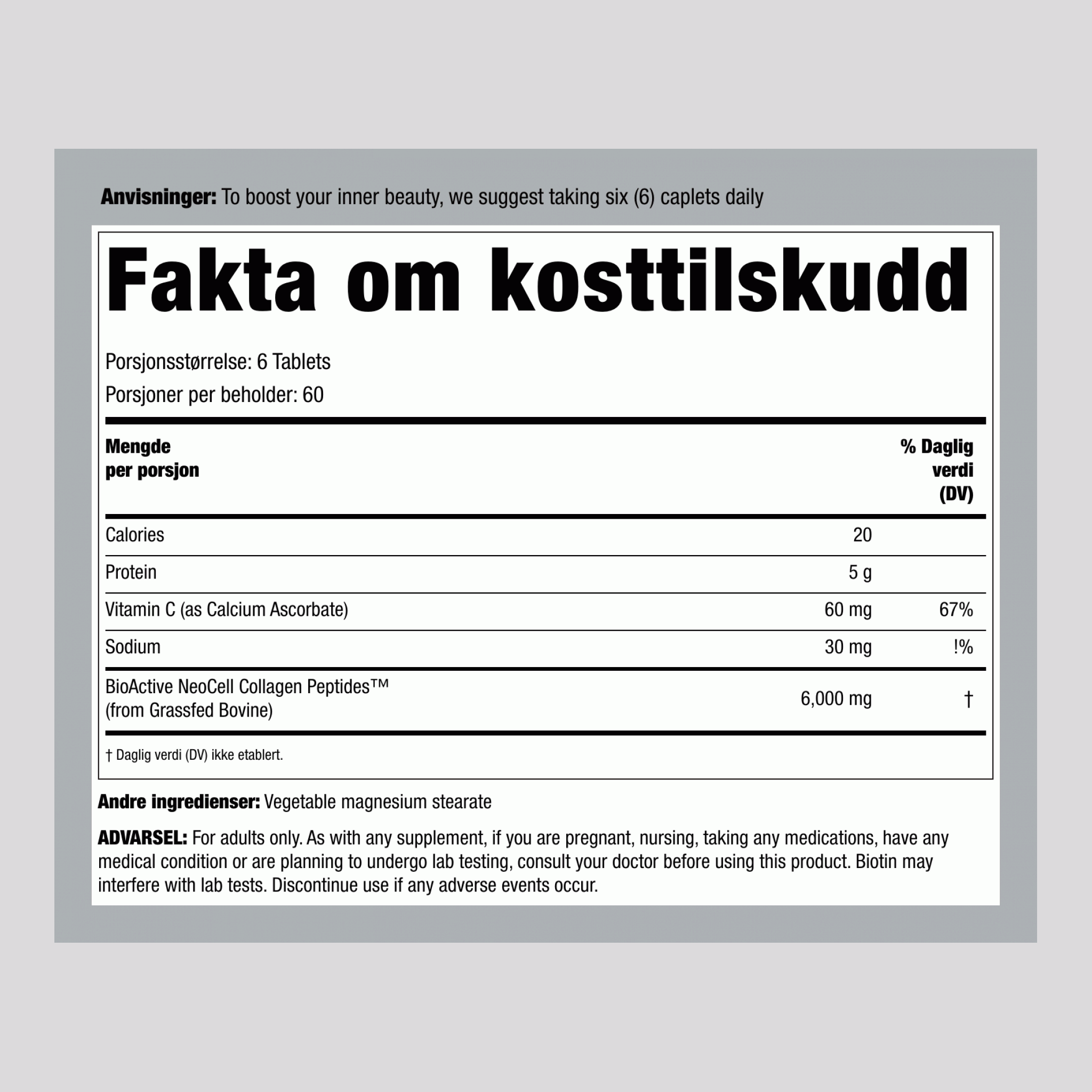 Collagen Peptides + Vitamin C, 6000 mg (per serving), 360 Caplets