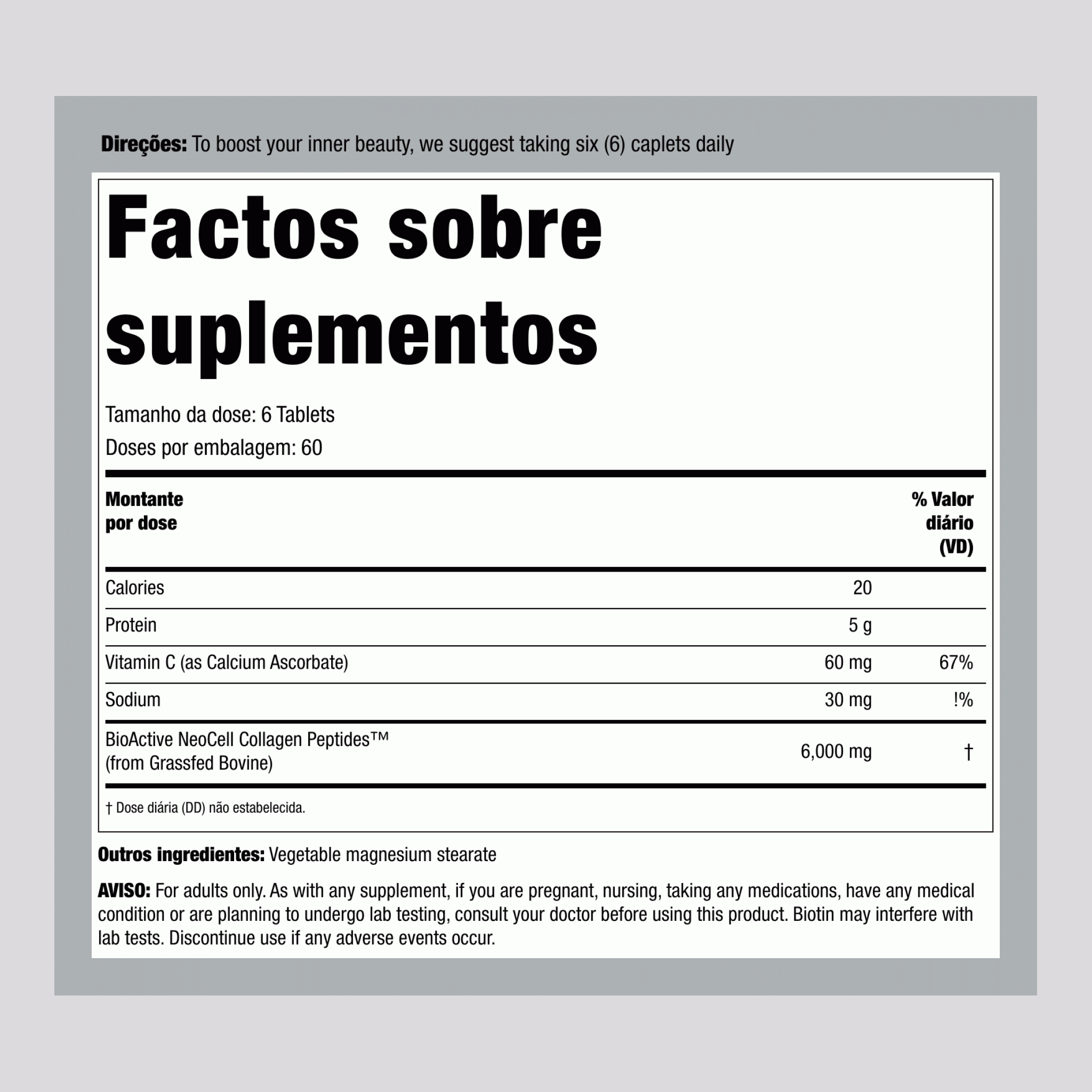 Collagen Peptides + Vitamin C, 6000 mg (per serving), 360 Caplets