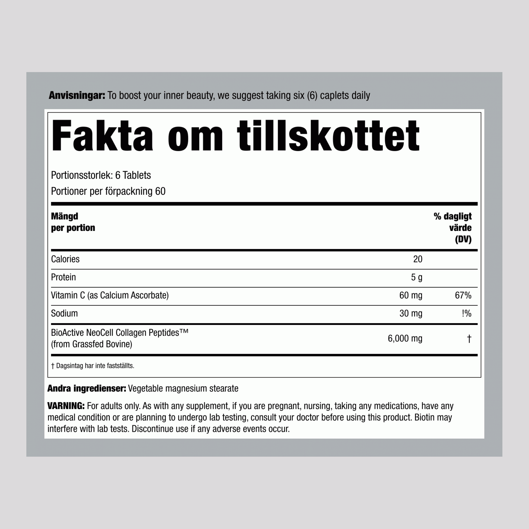 Collagen Peptides + Vitamin C, 6000 mg (per serving), 360 Caplets