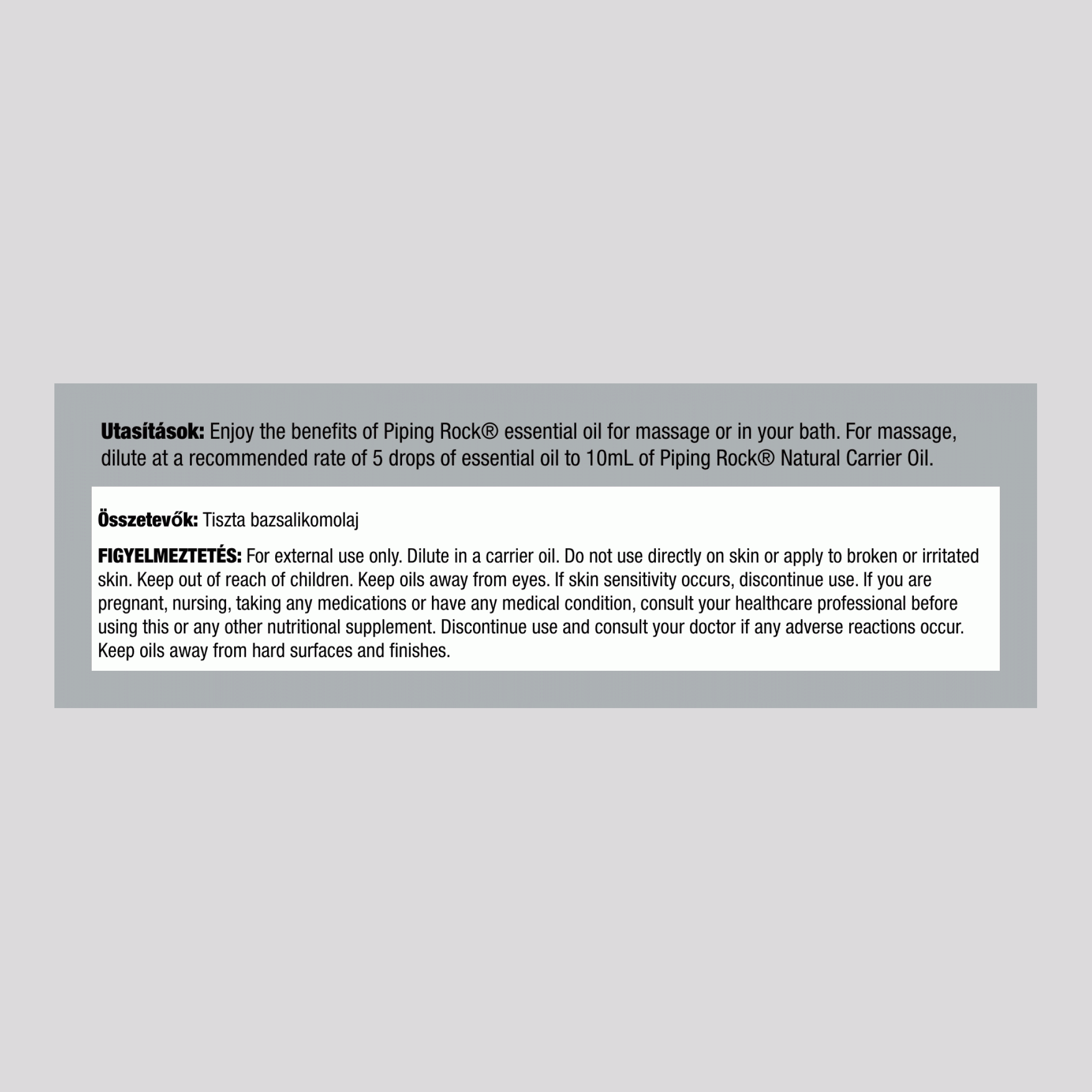 Bazsalikom Tiszta Illóolaj, 1/2 fl oz (15 mL) Cseppentős Üveg