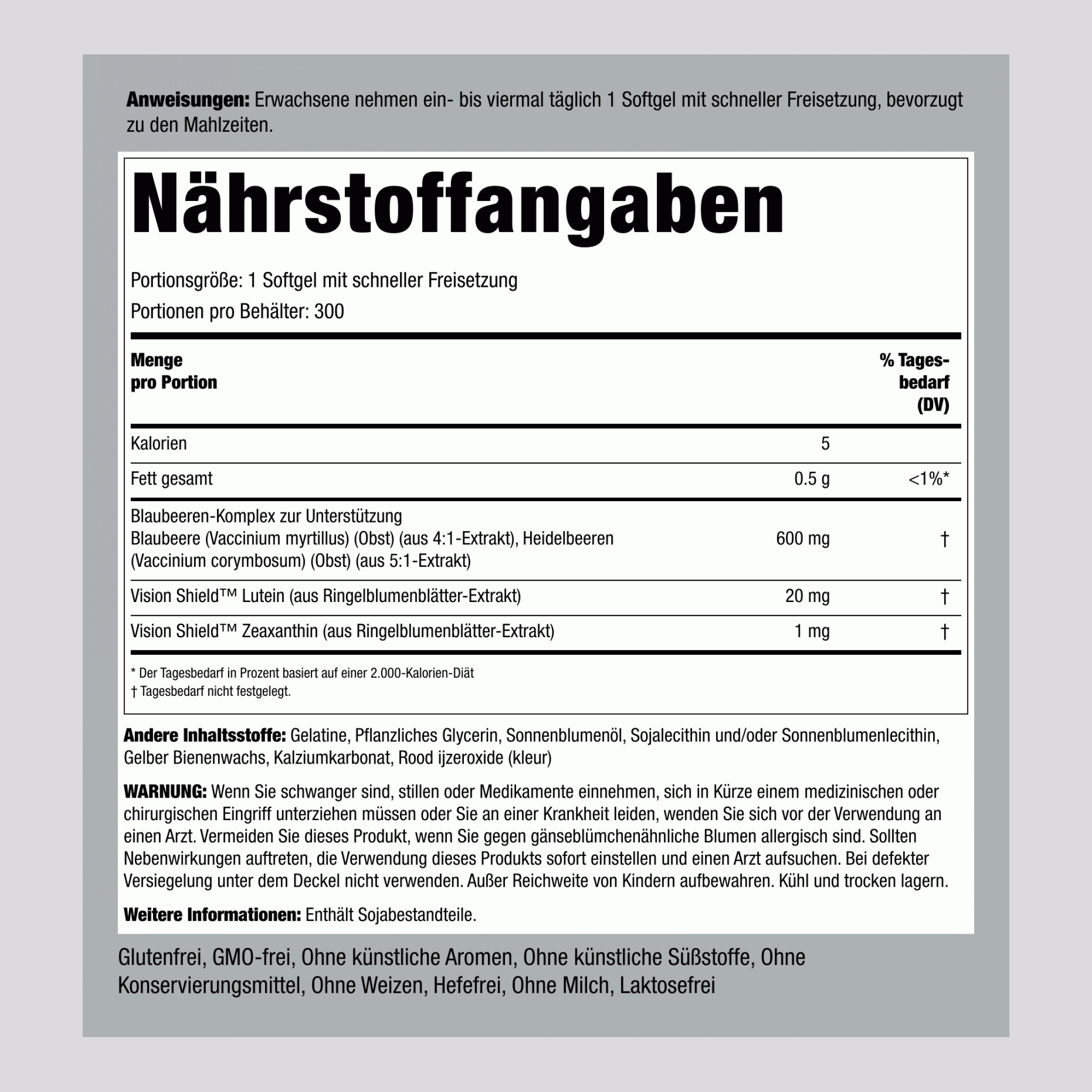 Senior Vision Care Komplex, 300 schnelle Freisetzung Weichkapseln