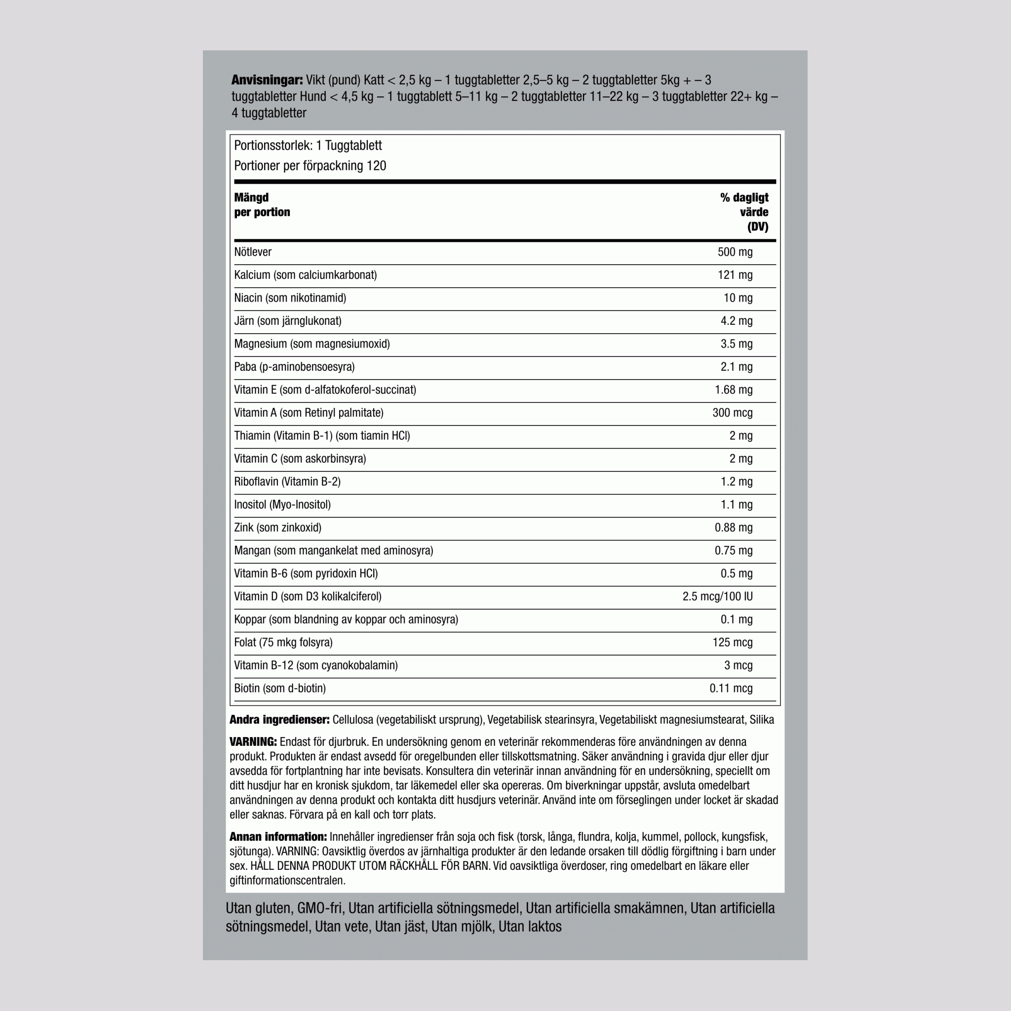 Multivitamini za pse in mačke 120 Žvečljive tablete 2 Steklenice     