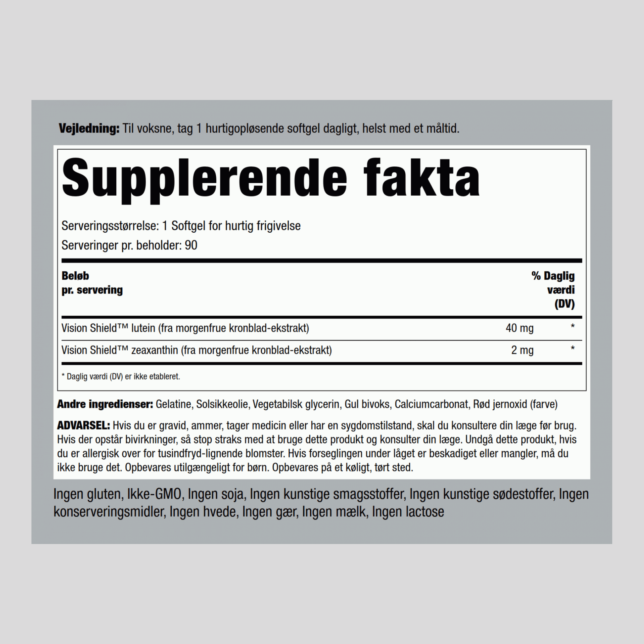 Lutein + Zeaxanthin 40 mg 90 Softgel for hurtig frigivelse     