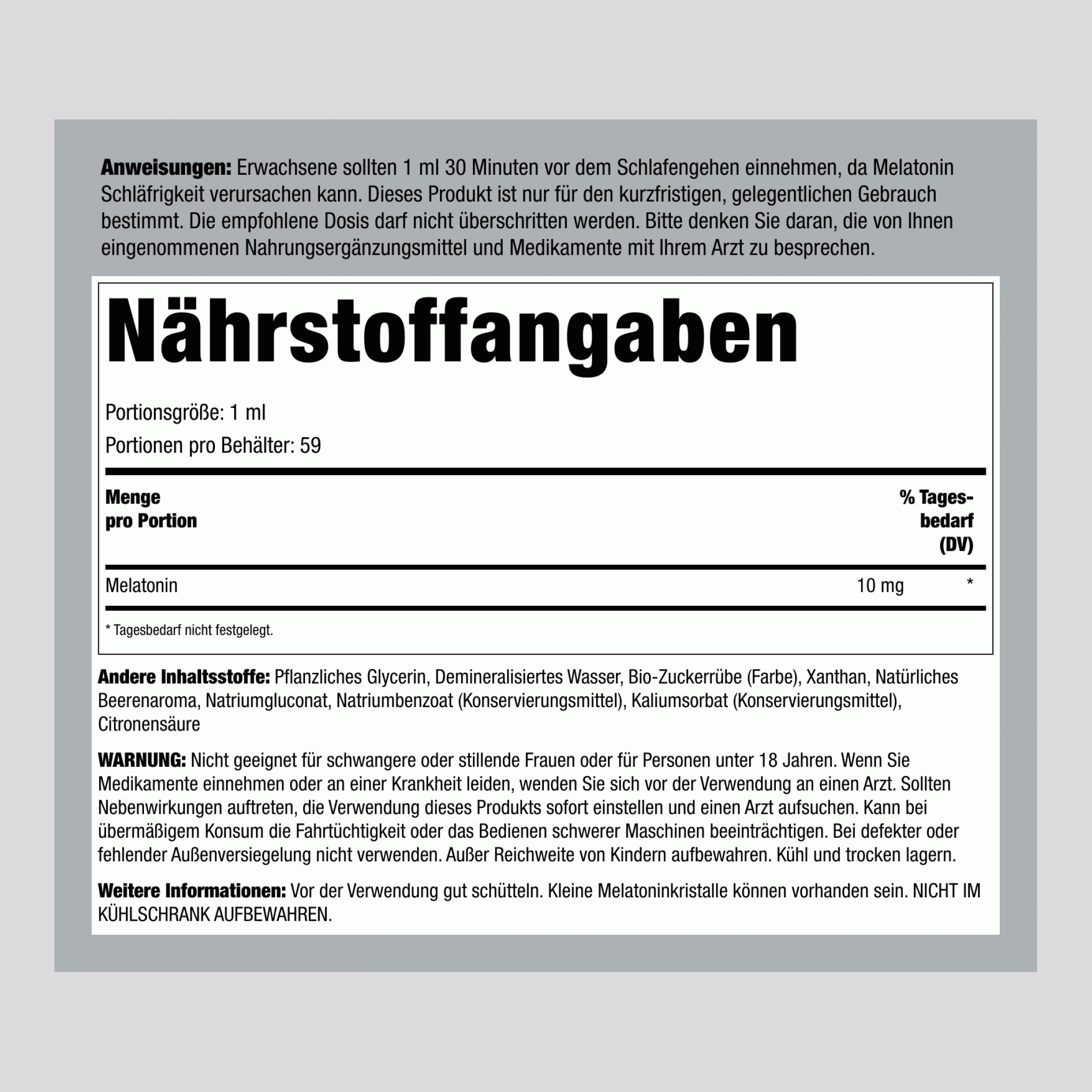 Flüssiges Melatonin 10 mg (Leckere Beere), 2 fl oz (59 mL) Tropfflasche, 2 Tropfflaschen