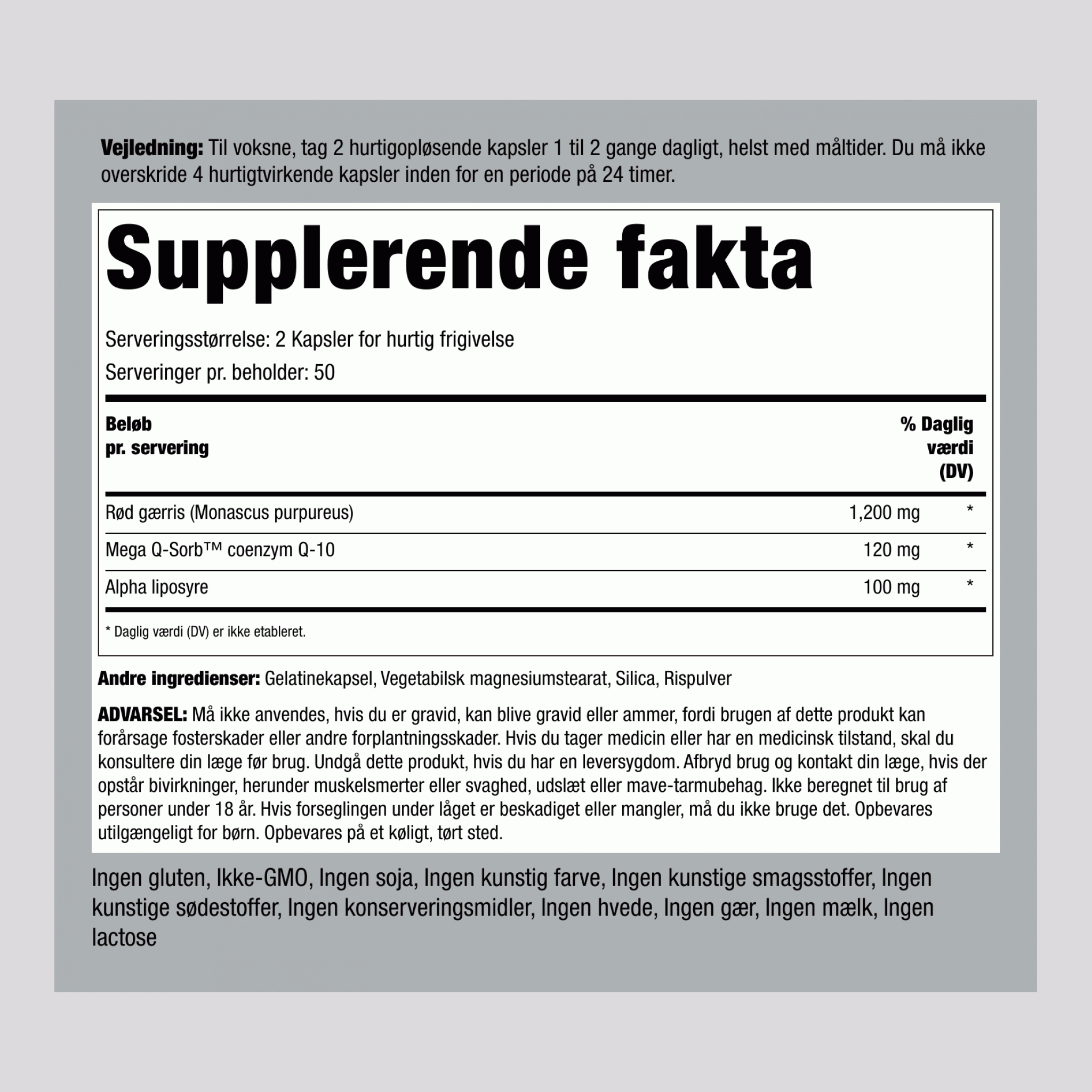 CoQ10 med rød ris 100 Kapsler for hurtig frigivelse       