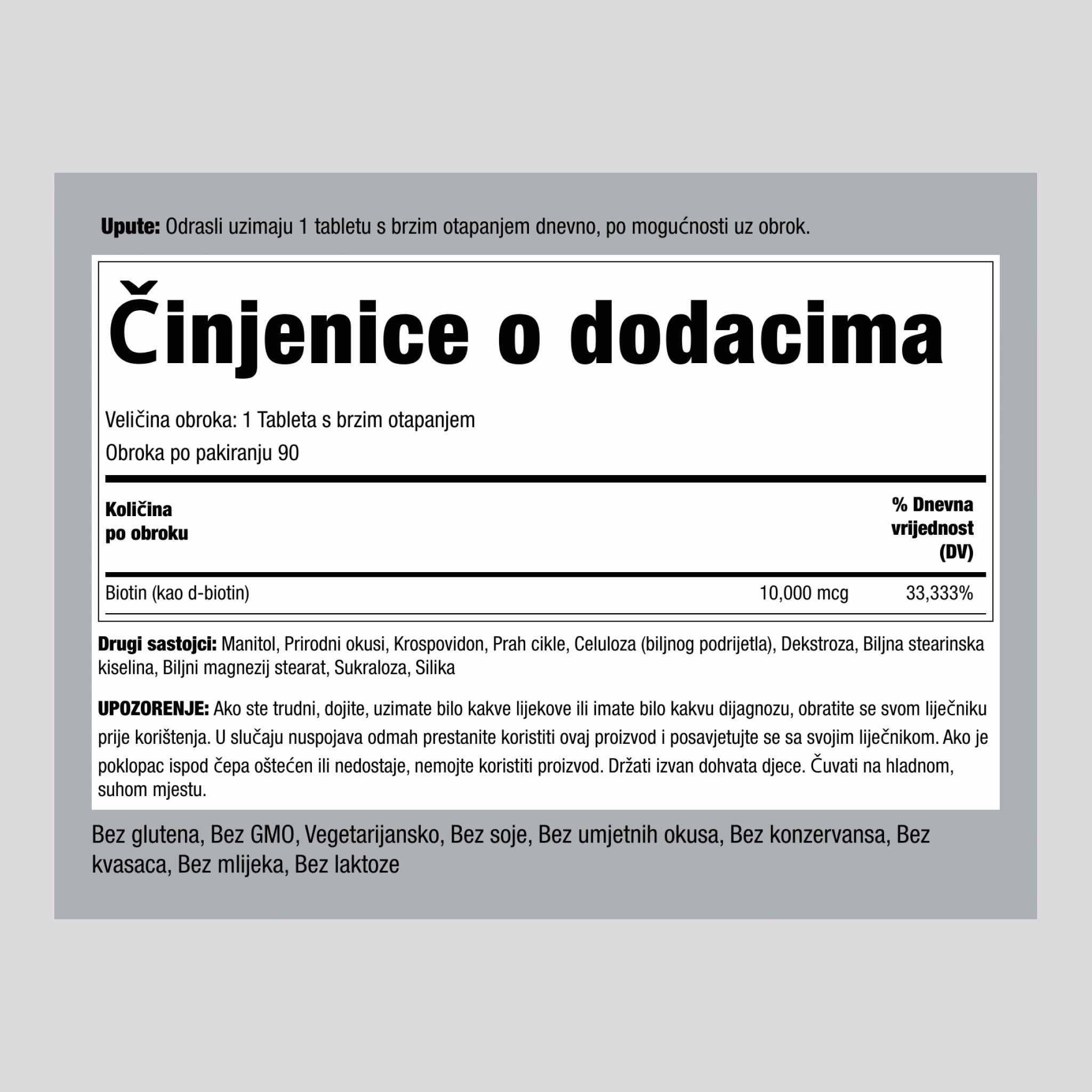 Max Biotin  10,000 mcg 90 Brzorastvarajuće tablete     