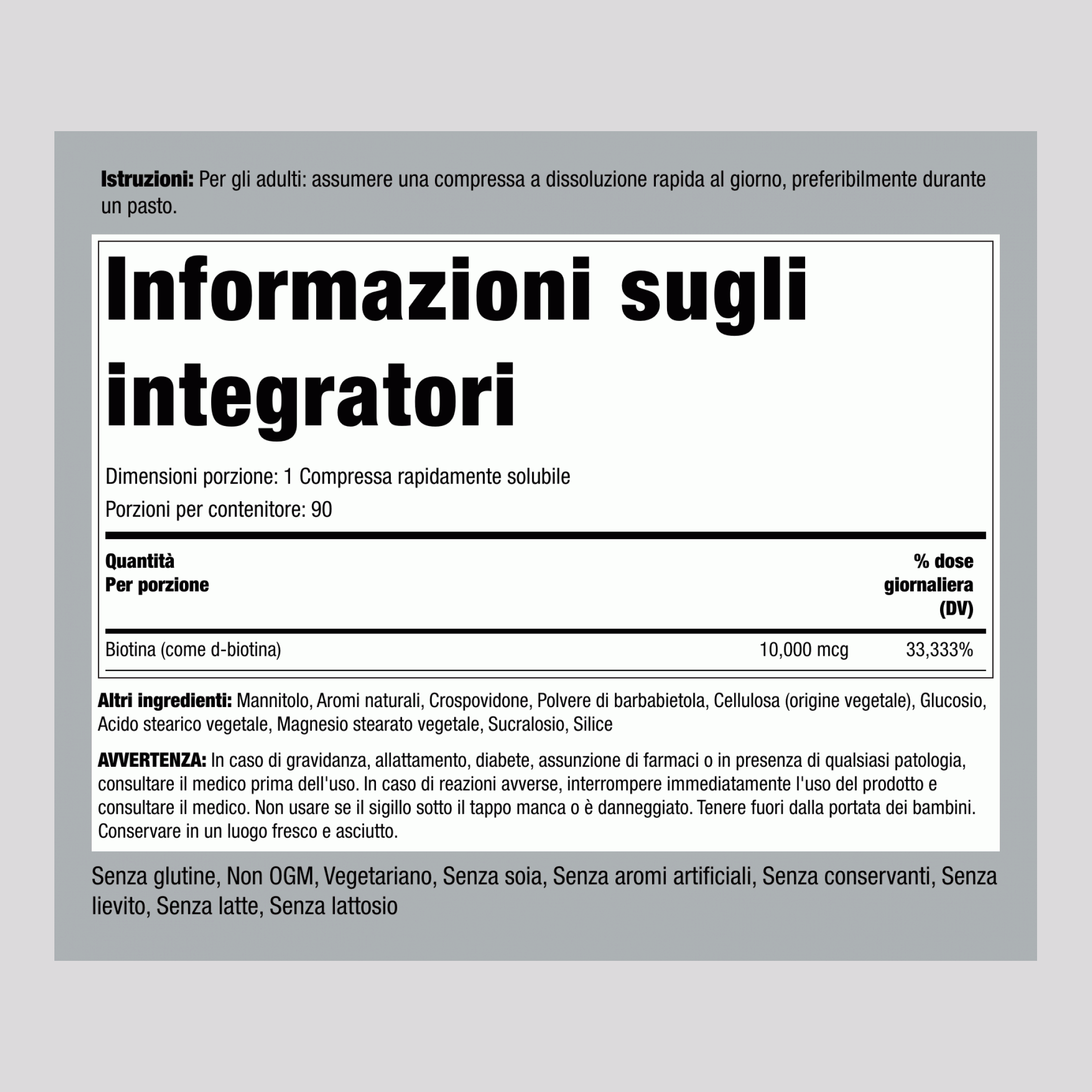 Biotina Max  10000 mcg 90 Compresse a dissoluzione rapida 2 Bottiglie   