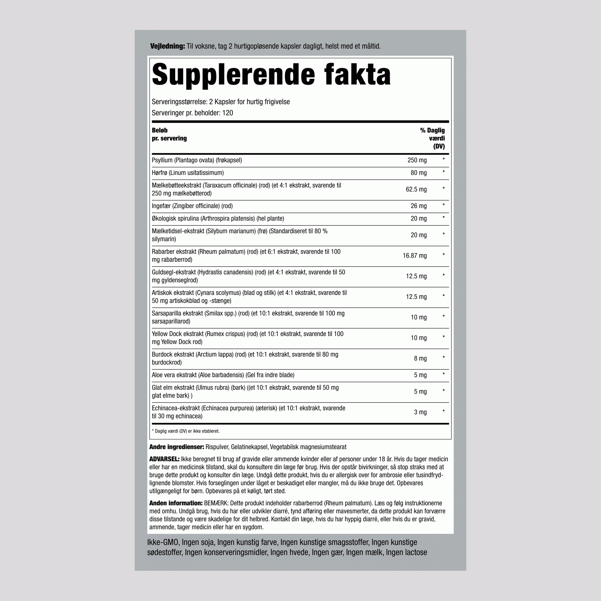 Detox Lean Cleansing Complex 240 Kapsler for hurtig frigivelse       