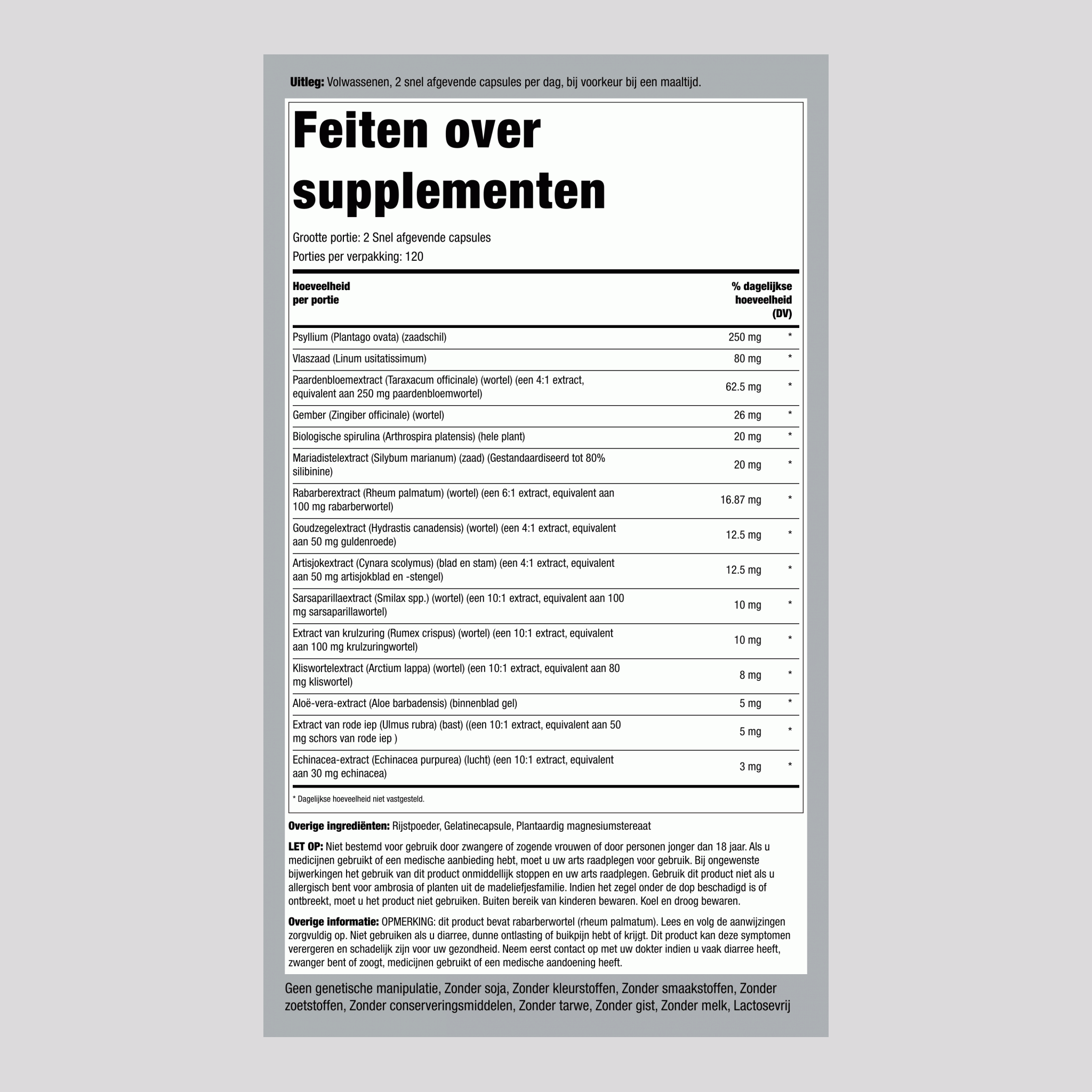 Detox slank reinigend complex 240 Snel afgevende capsules       