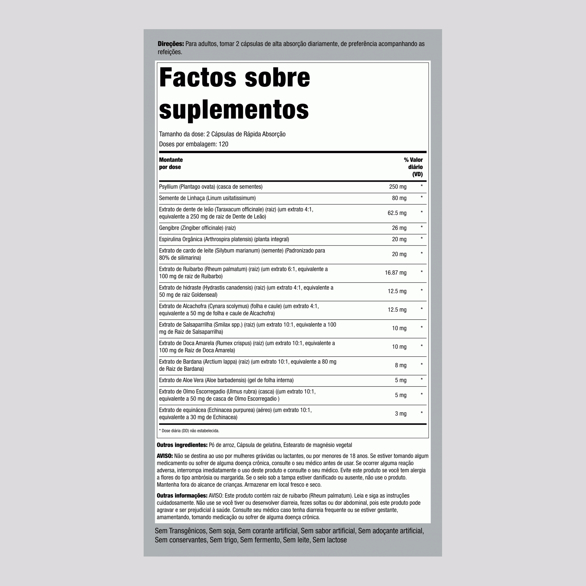 Complexo de limpeza desintoxicante magro 240 Cápsulas de Rápida Absorção       