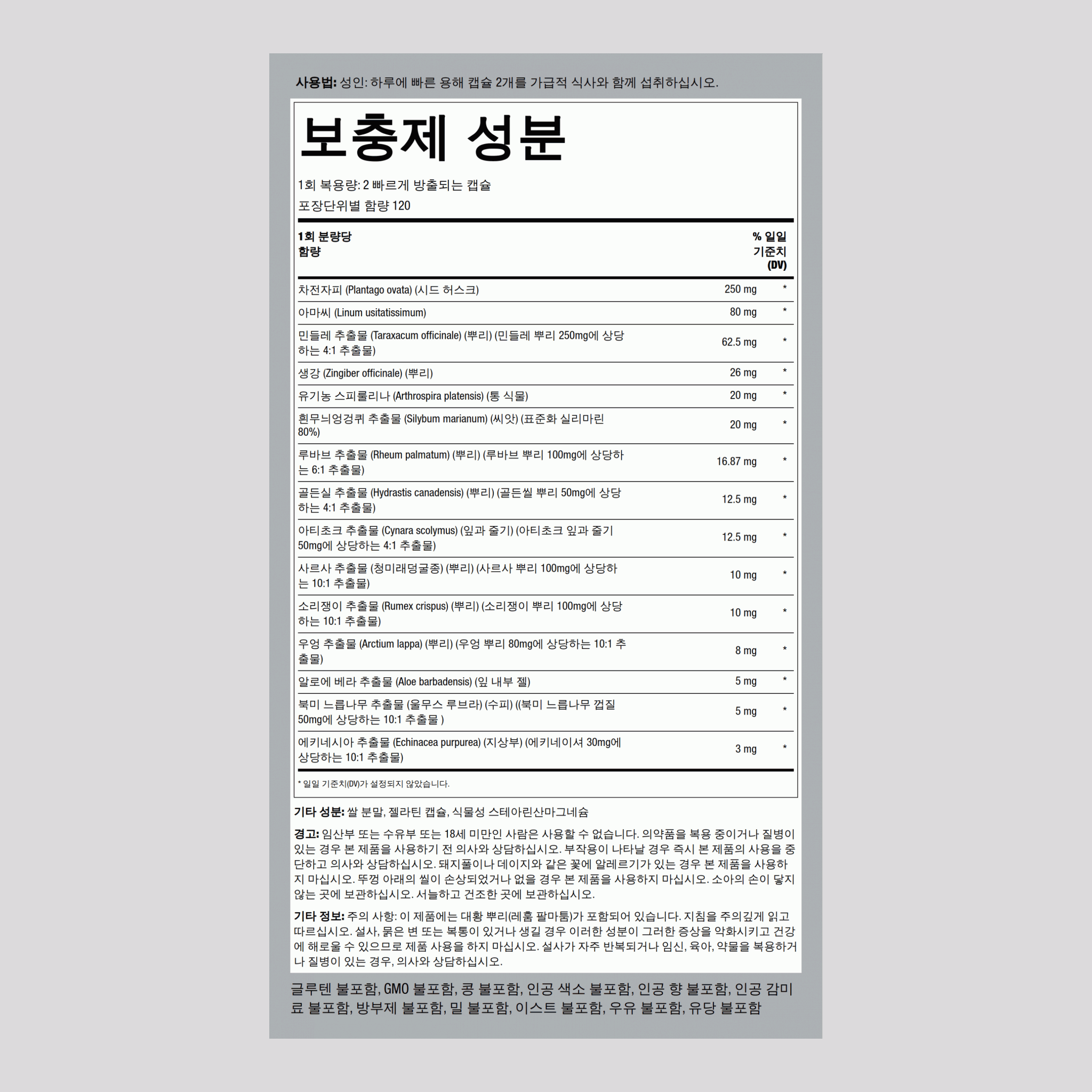 디톡스 린 클렌징 복합체 240 빠르게 방출되는 캡슐       