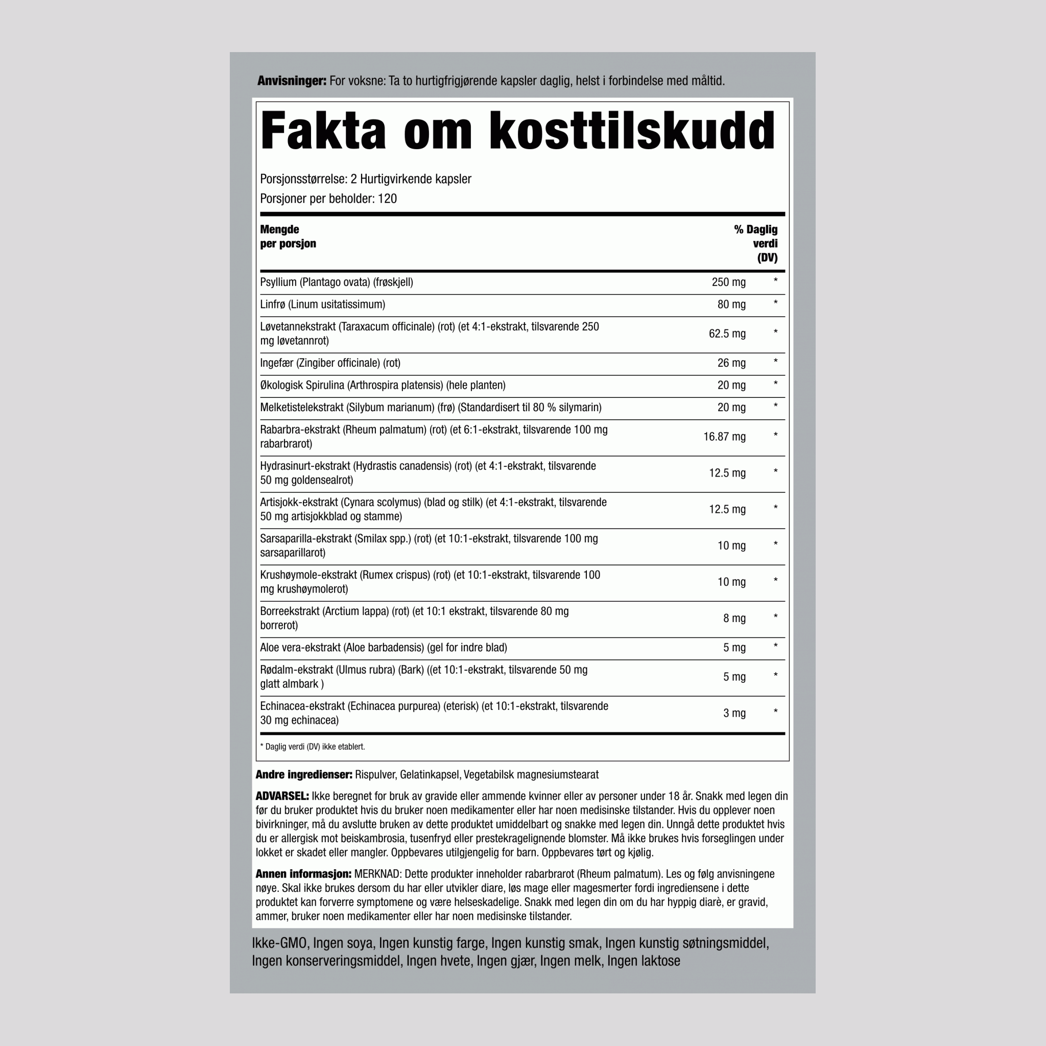 Detox Lean Cleansing Complex,  240 Hurtigvirkende kapsler 2 Flasker