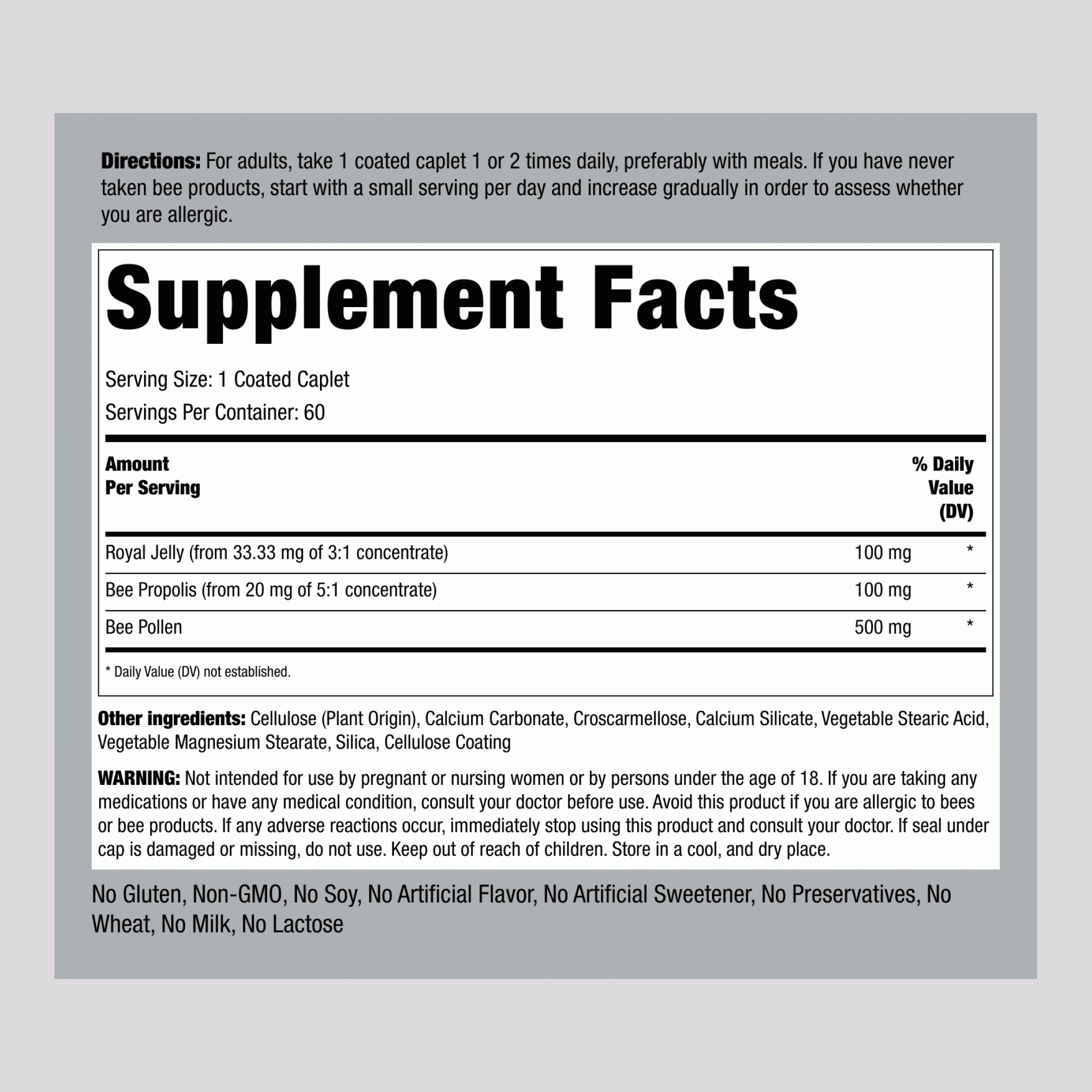 蜂王漿，蜂膠 & 蜜蜂花粉  60 衣膜錠       