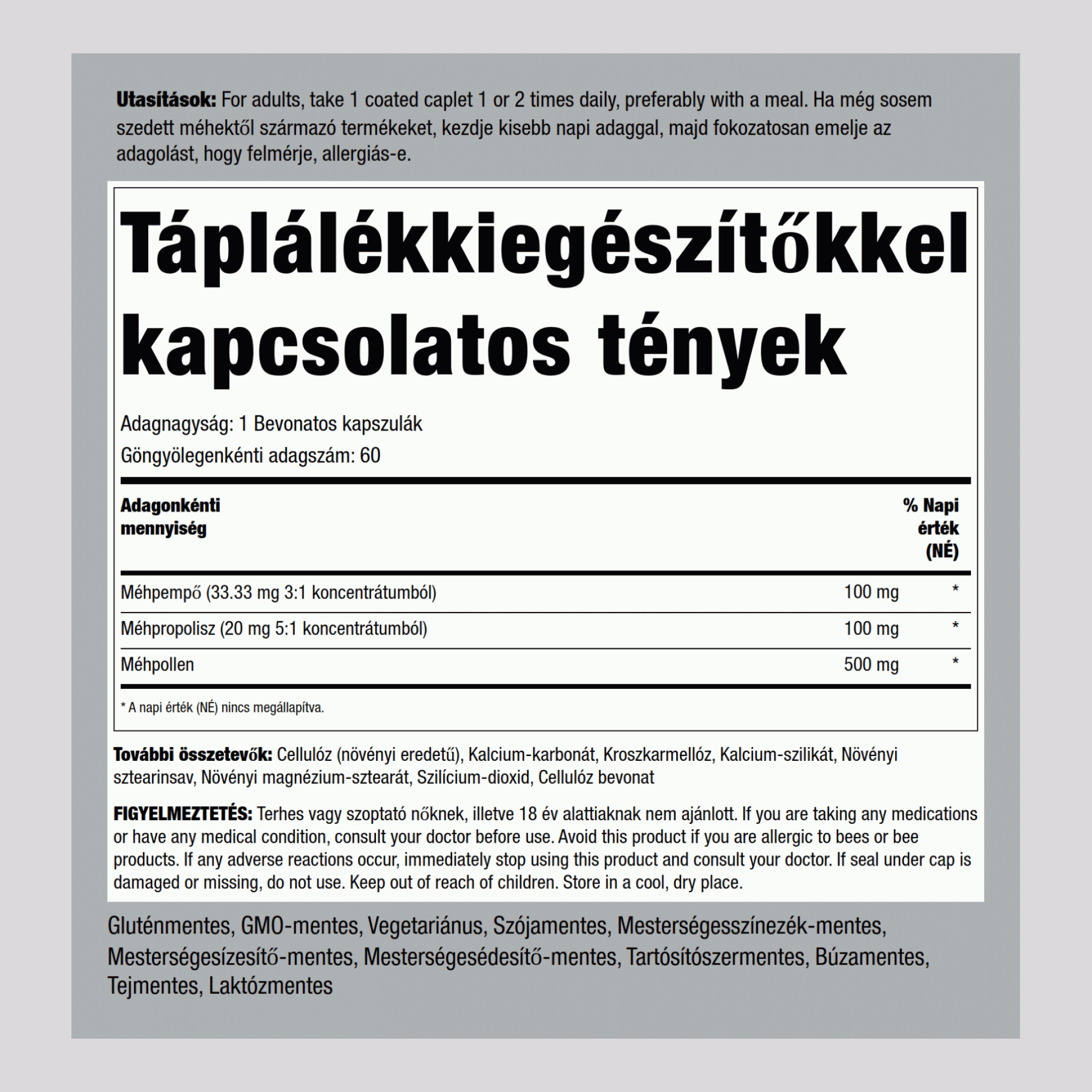 Méhpempő, propolisz és méhpollen 60 Bevonatos kapszula       