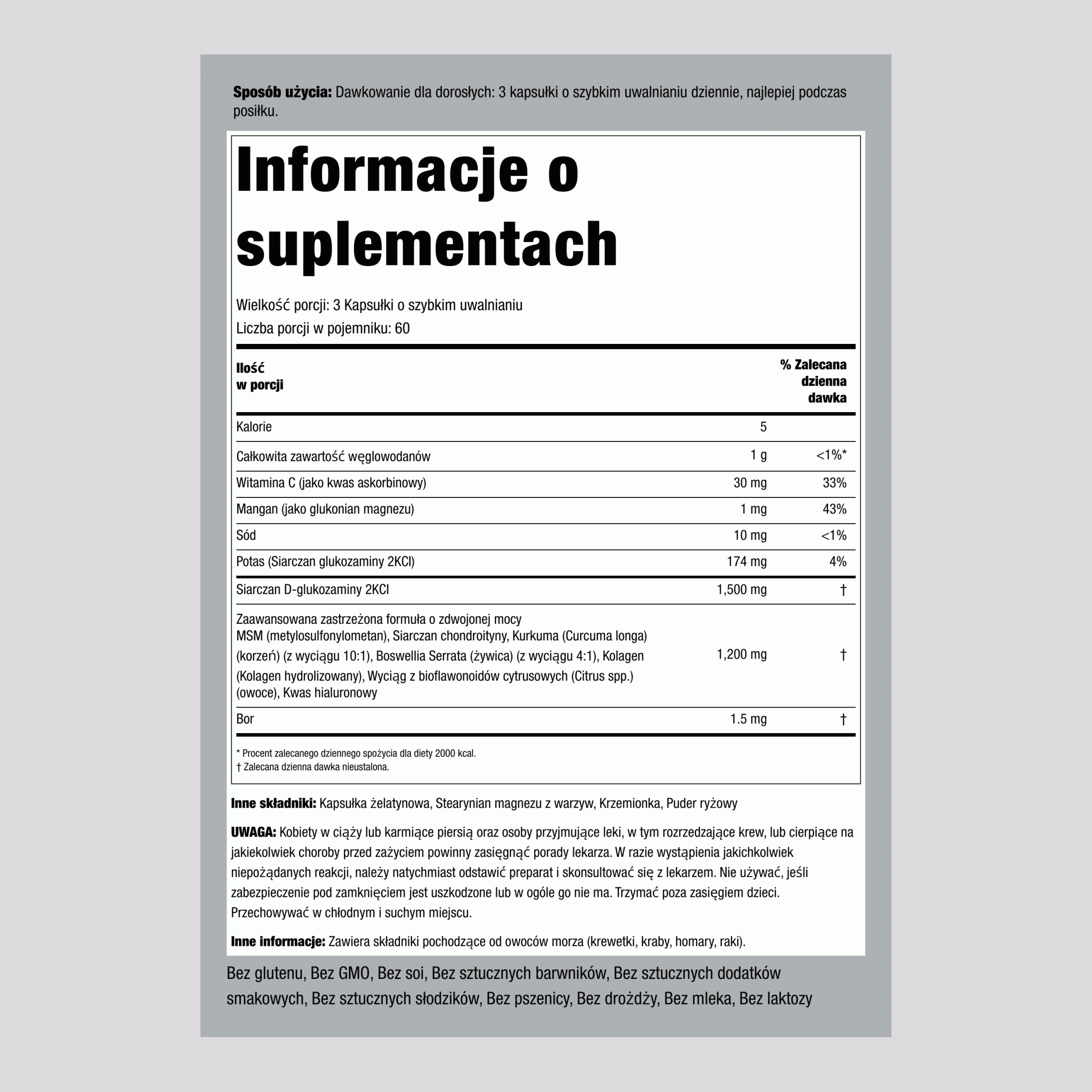 Zaawansowana glukozamina, chondroityna i MSM Plus o podwójnej sile działania Kurkuma,  180 Kapsułki o szybkim uwalnianiu 2 Butelki