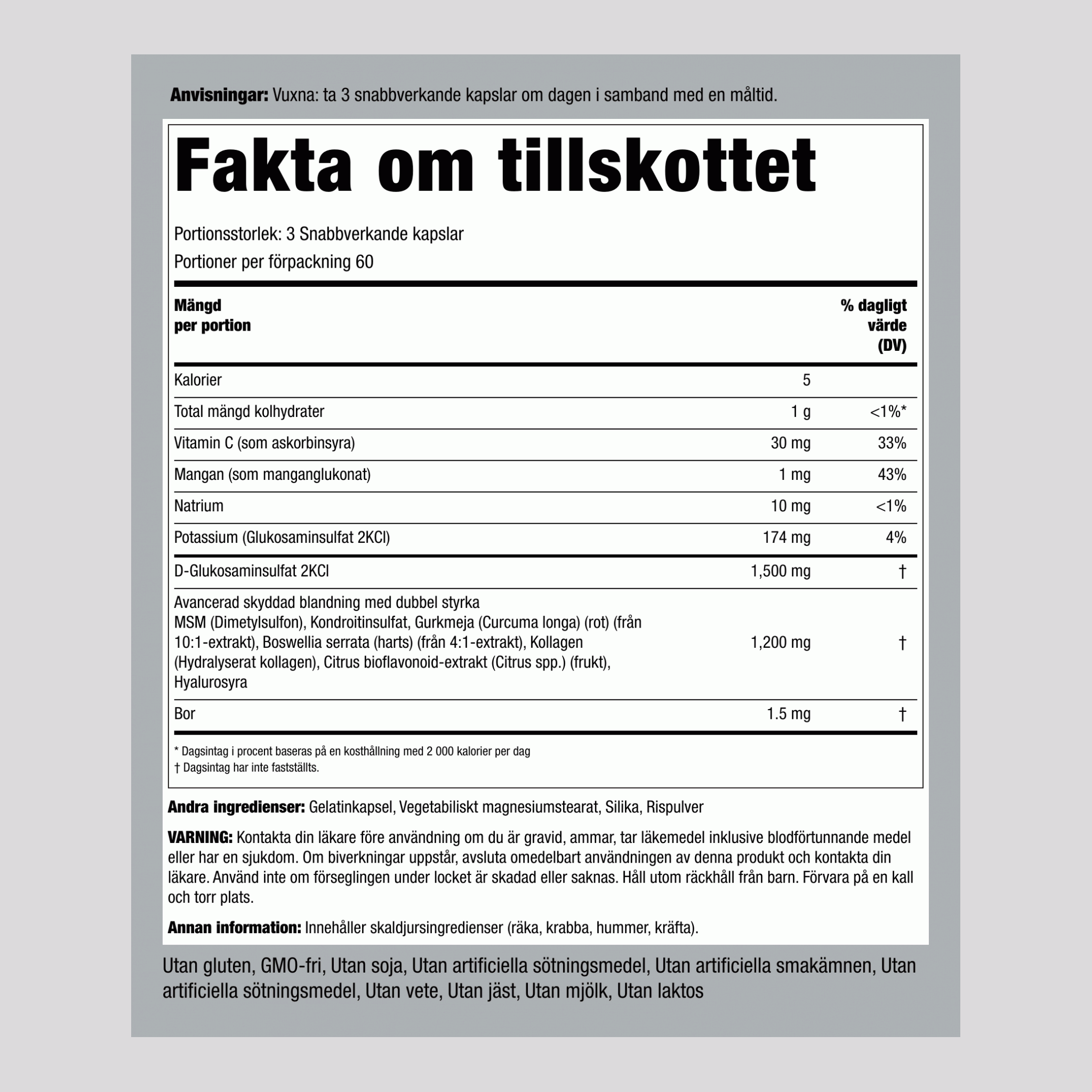 Napredna formula glukozamina, hondroitina in minerala MSM Plus z dvojno koncentracijo Kurkuma,  180 Kapsule s hitrim sproščanjem 2 Steklenice